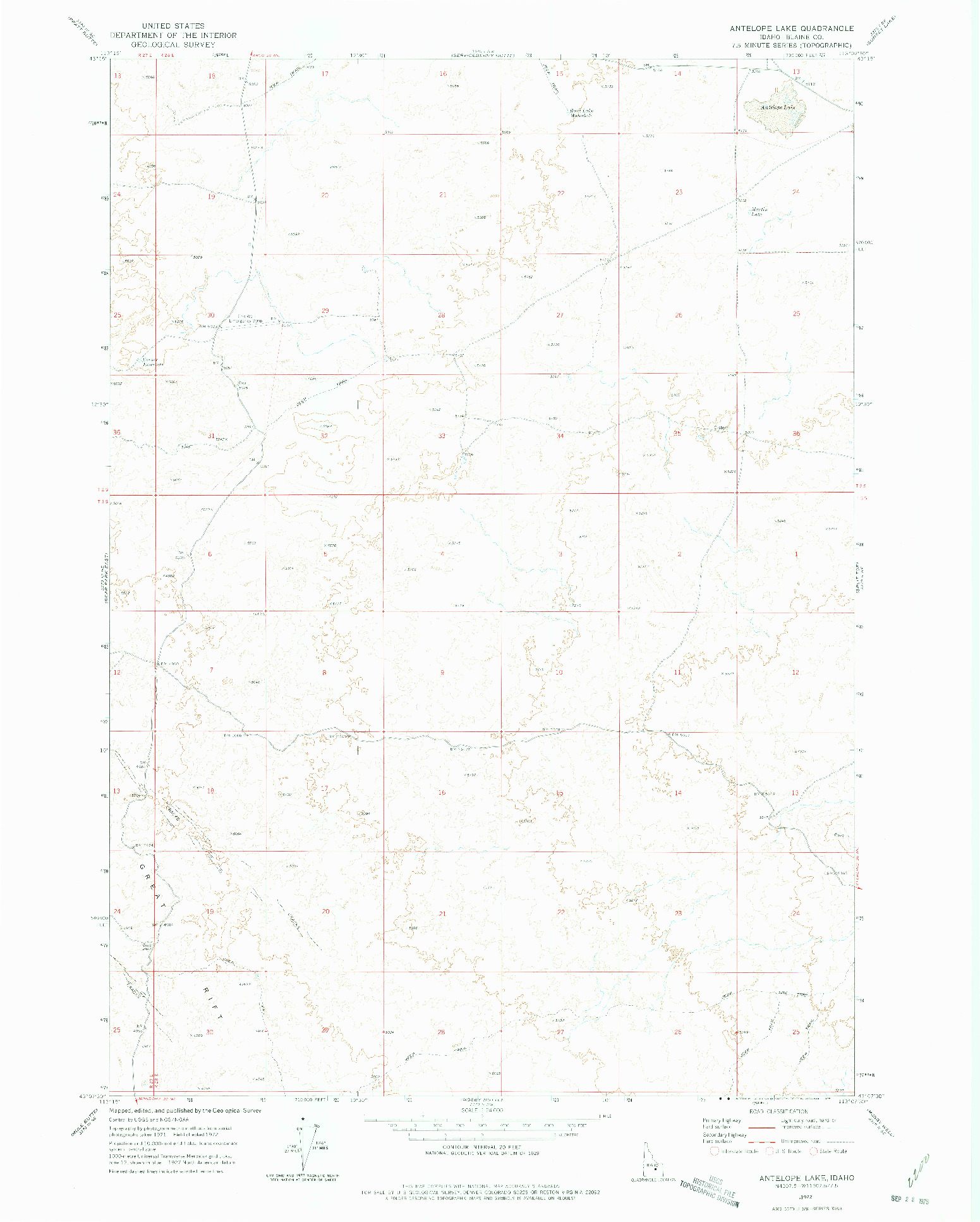 USGS 1:24000-SCALE QUADRANGLE FOR ANTELOPE FLAT, ID 1972