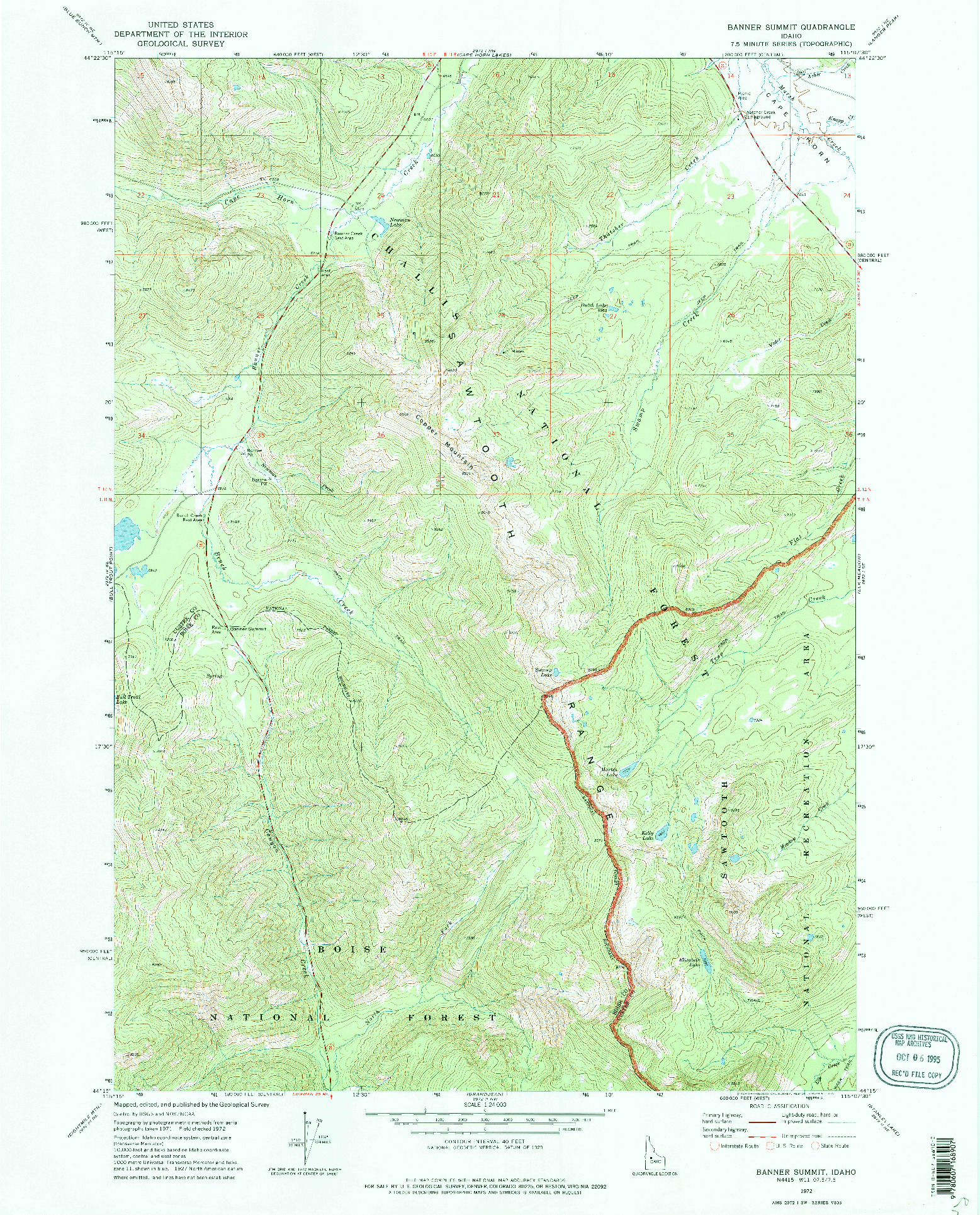 USGS 1:24000-SCALE QUADRANGLE FOR BANNER SUMMIT, ID 1972