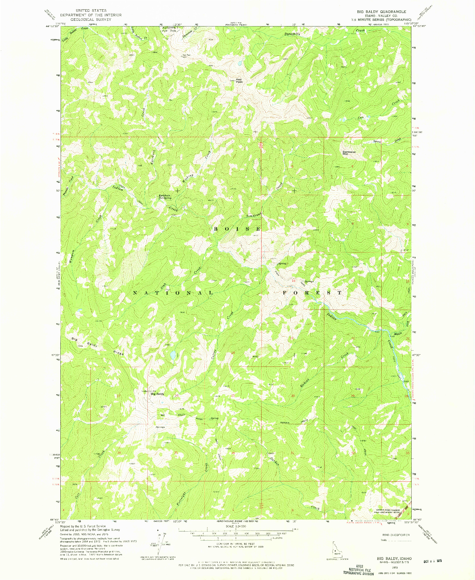 USGS 1:24000-SCALE QUADRANGLE FOR BIG BALDY, ID 1973