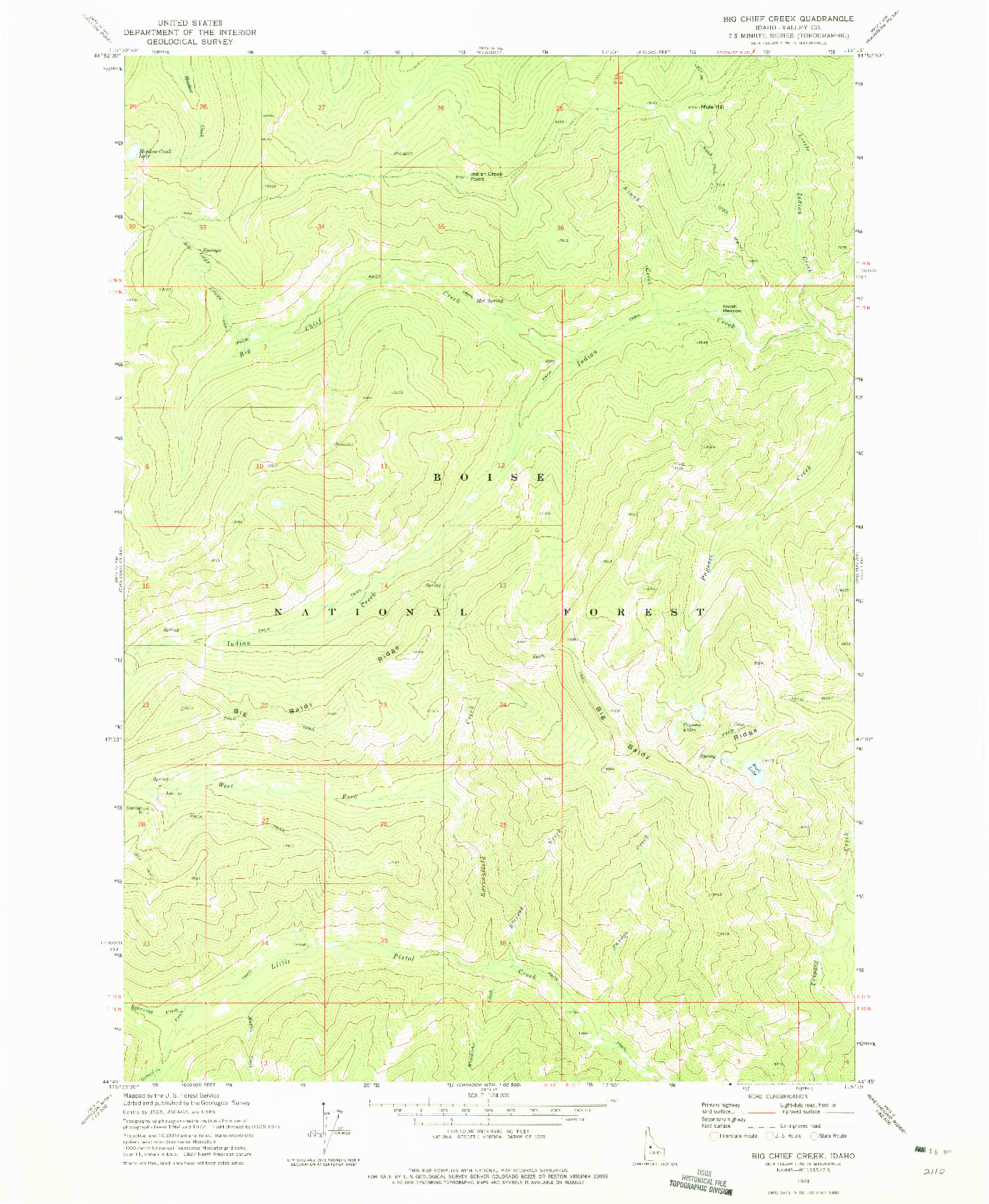 USGS 1:24000-SCALE QUADRANGLE FOR BIG CHIEF CREEK, ID 1973