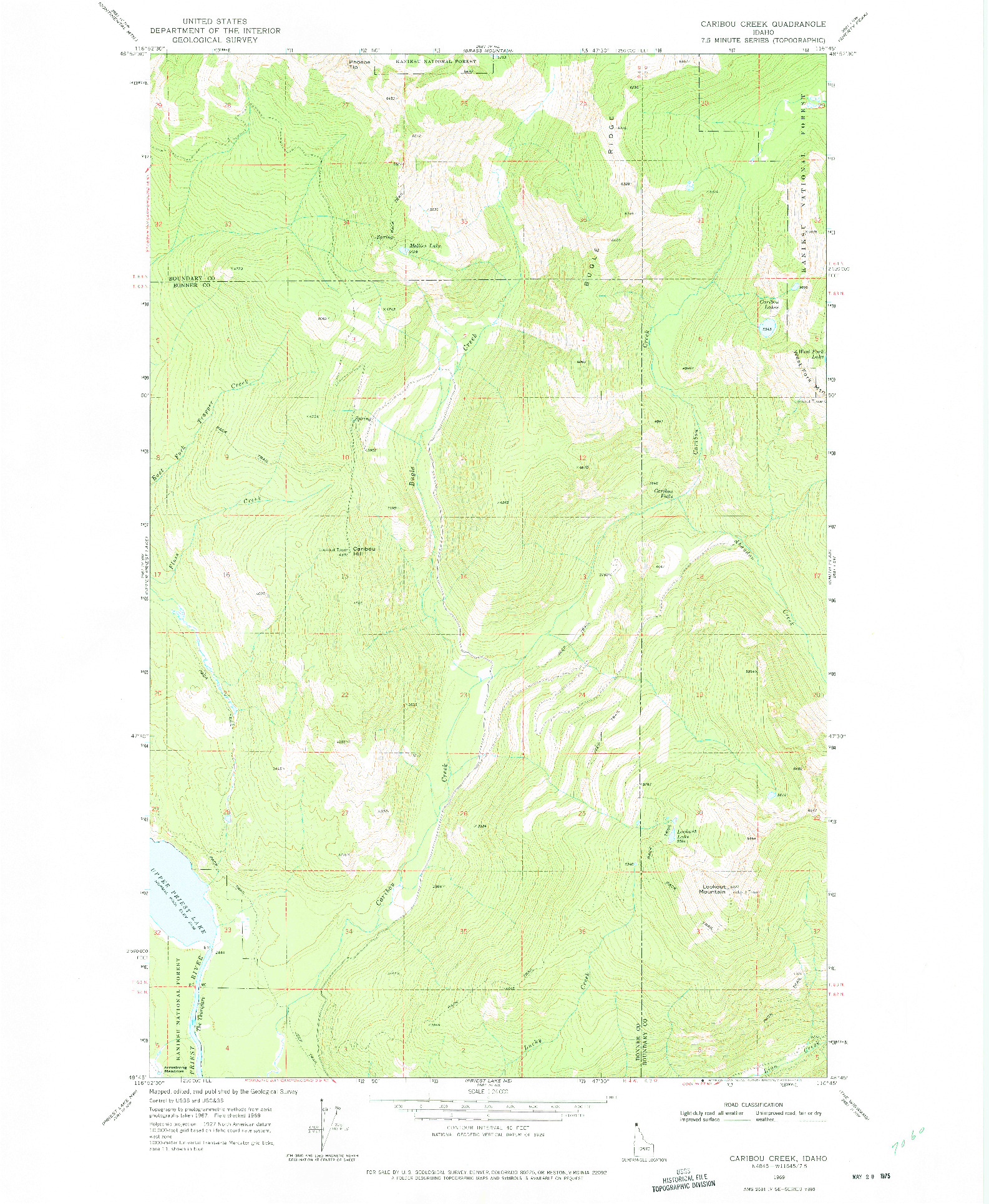 USGS 1:24000-SCALE QUADRANGLE FOR CARIBOU CREEK, ID 1969