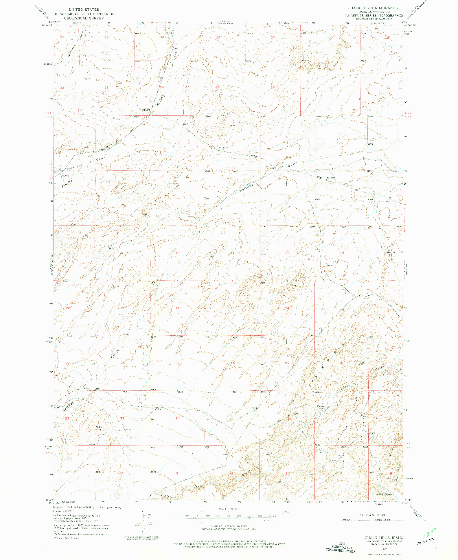 USGS 1:24000-SCALE QUADRANGLE FOR CHALK HILLS, ID 1947