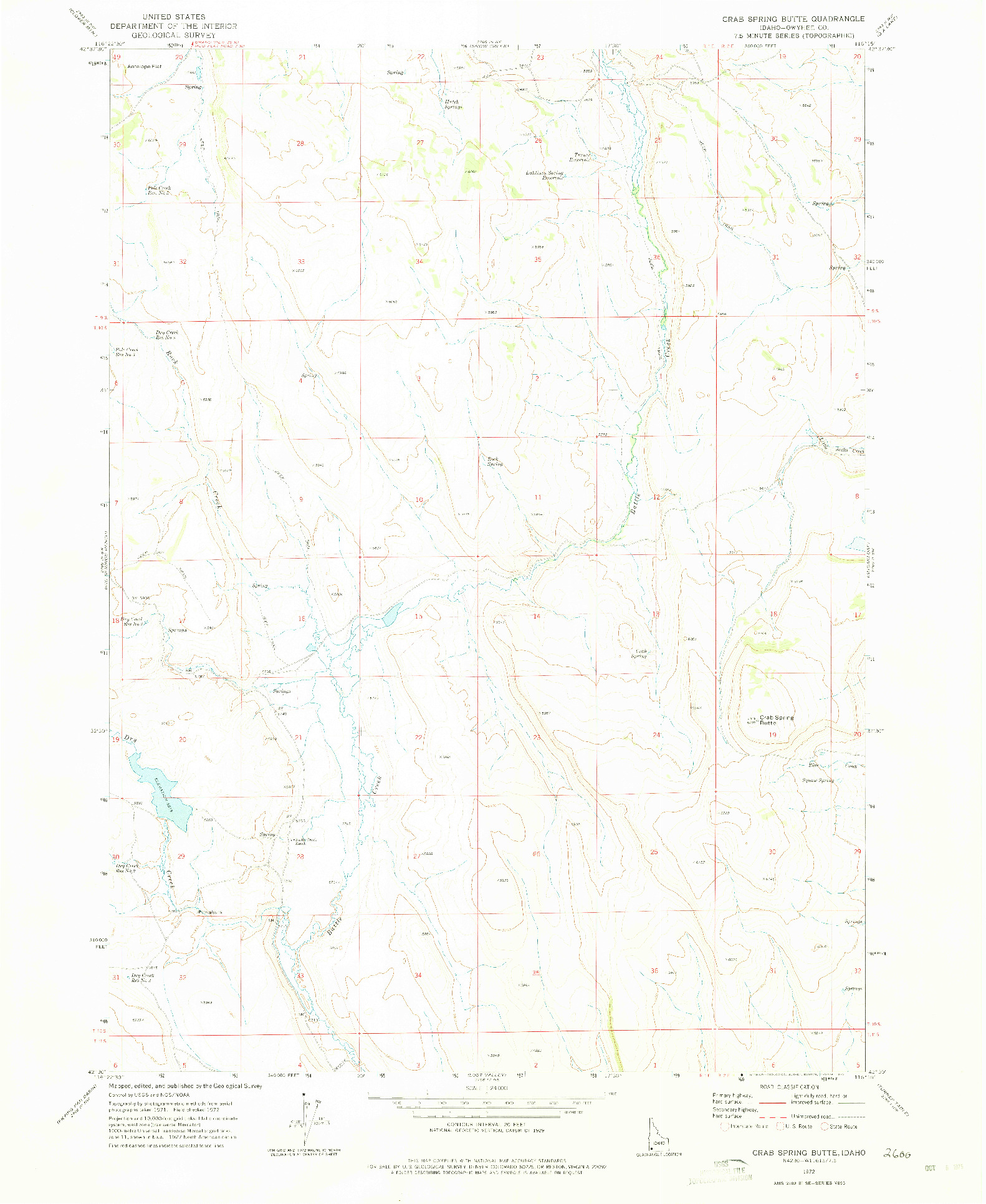 USGS 1:24000-SCALE QUADRANGLE FOR CRAB SPRING BUTTE, ID 1972