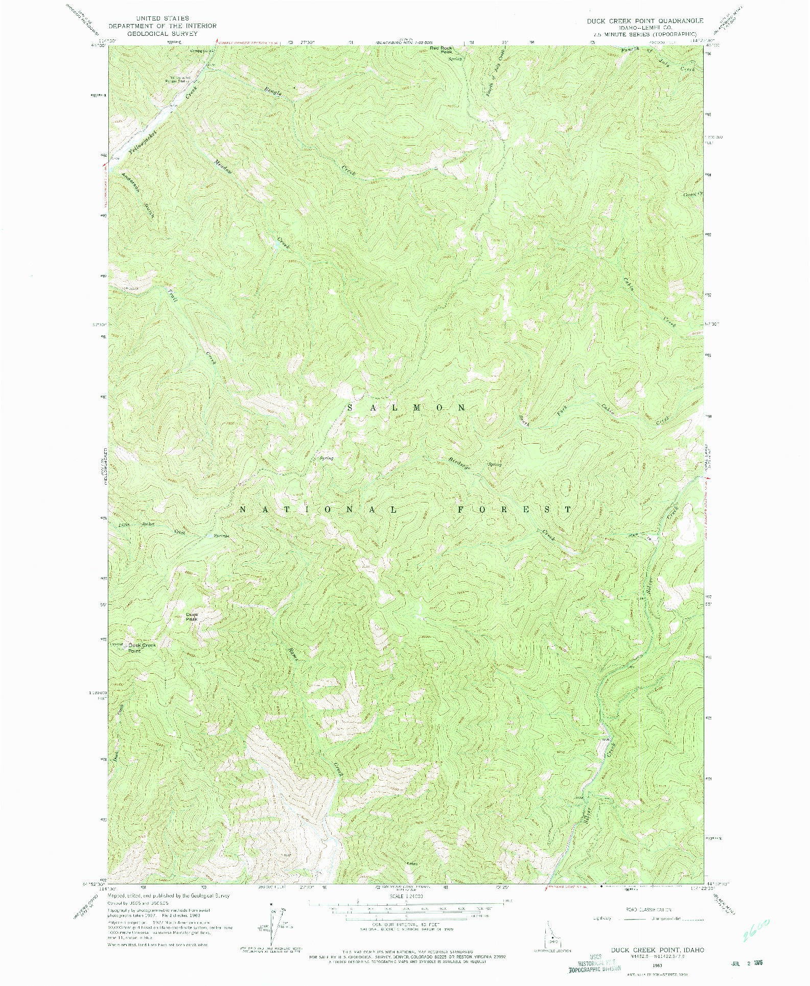 USGS 1:24000-SCALE QUADRANGLE FOR DUCK CREEK POINT, ID 1963