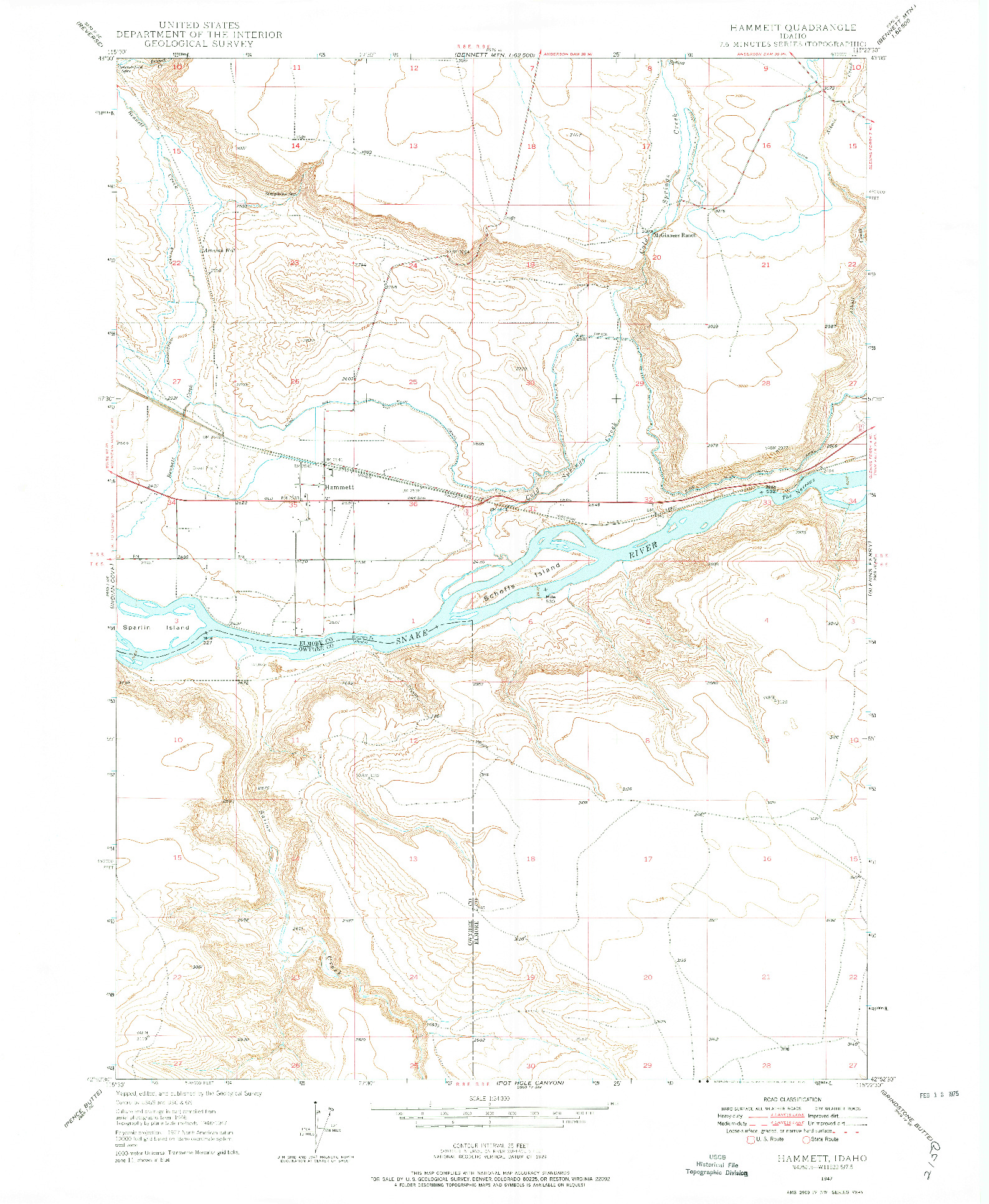 USGS 1:24000-SCALE QUADRANGLE FOR HAMMETT, ID 1947