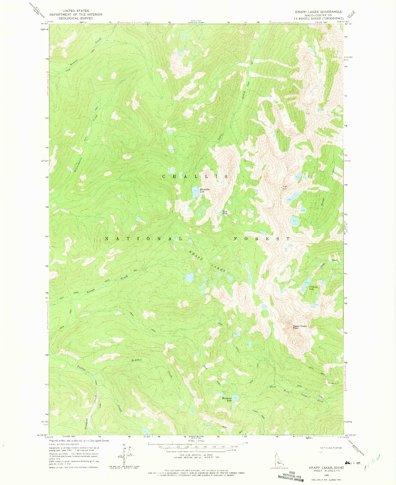 USGS 1:24000-SCALE QUADRANGLE FOR KNAPP LAKES, ID 1964