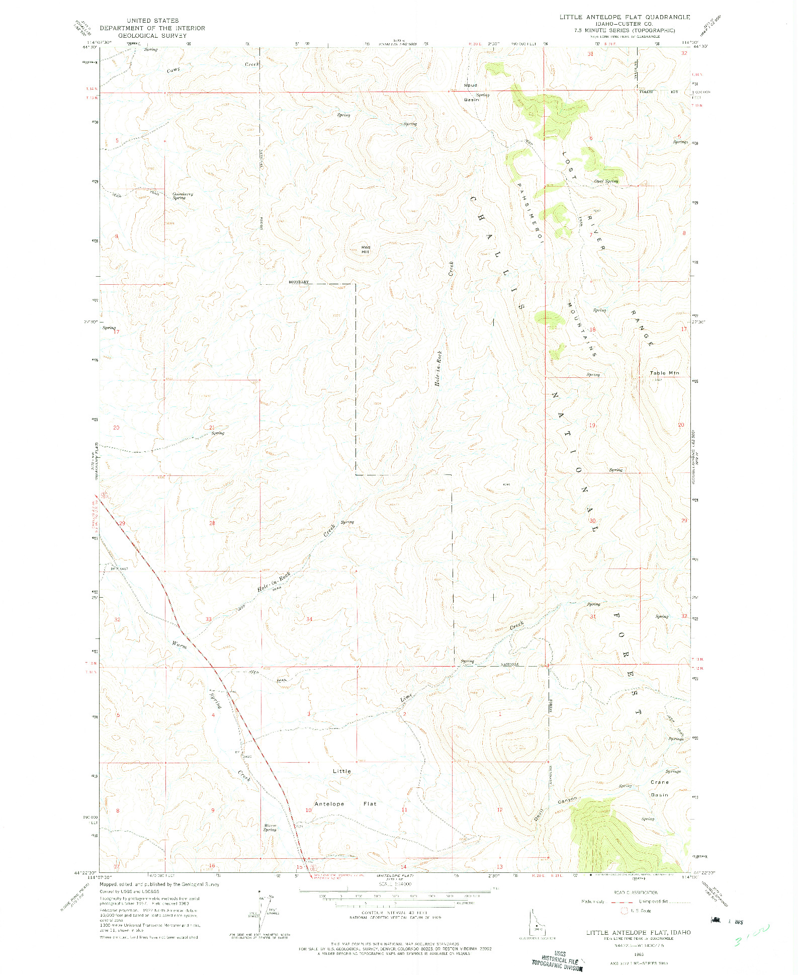 USGS 1:24000-SCALE QUADRANGLE FOR LITTLE ANTELOPE FLAT, ID 1963
