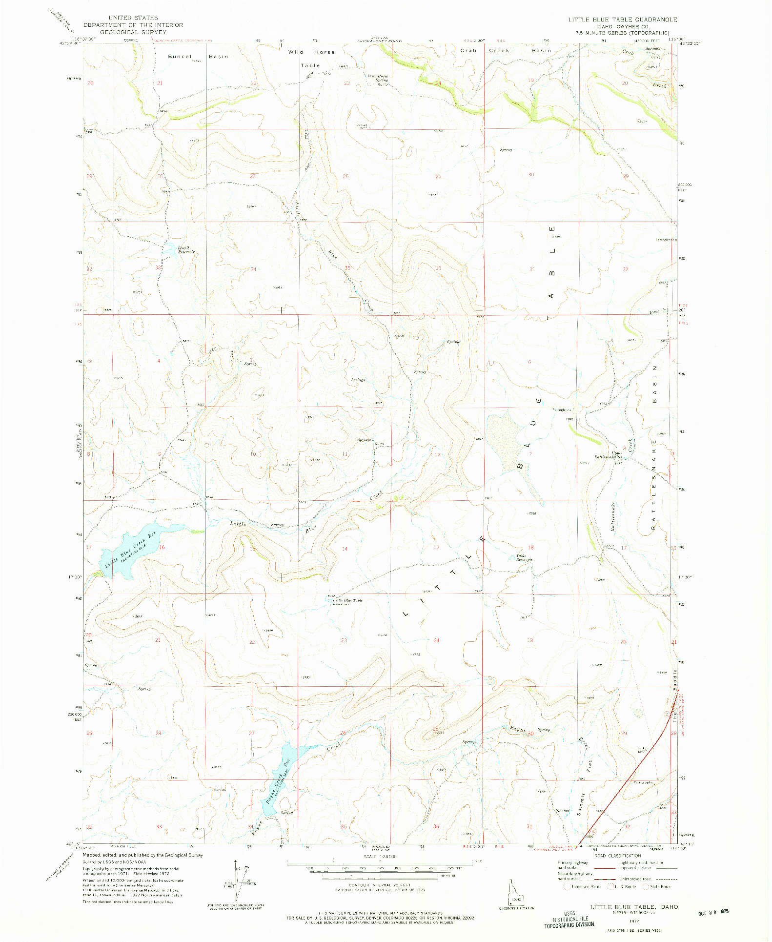 USGS 1:24000-SCALE QUADRANGLE FOR LITTLE BLUE TABLE, ID 1972