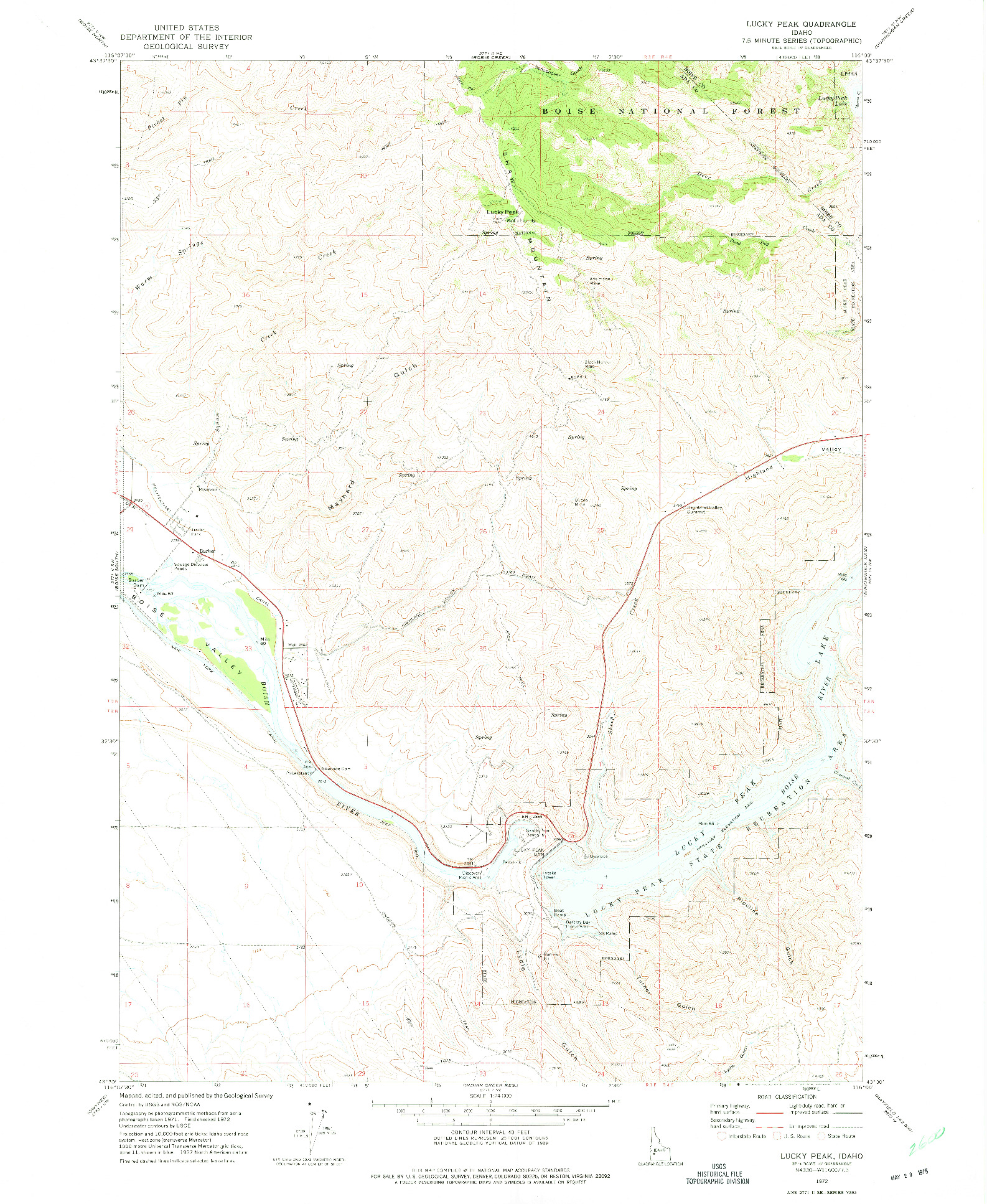 USGS 1:24000-SCALE QUADRANGLE FOR LUCKY PEAK, ID 1972