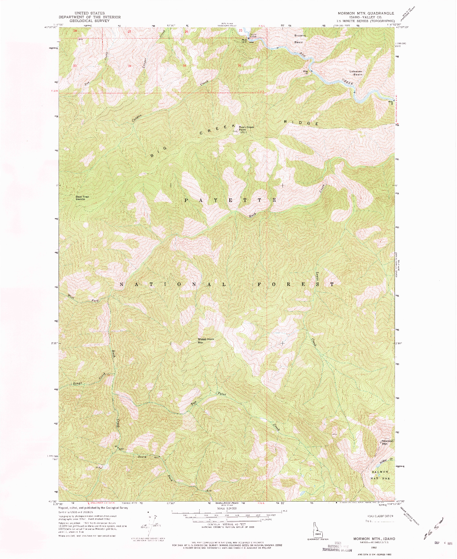 USGS 1:24000-SCALE QUADRANGLE FOR MORMON MTN, ID 1962