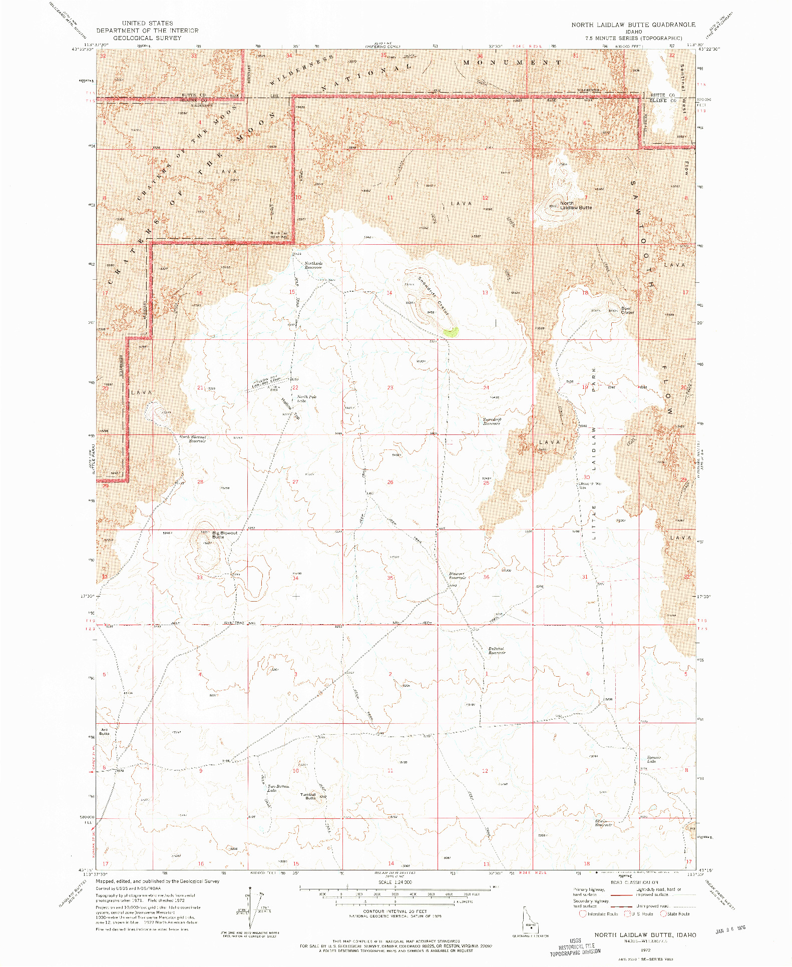 USGS 1:24000-SCALE QUADRANGLE FOR NORTH LAIDLAW BUTTE, ID 1972