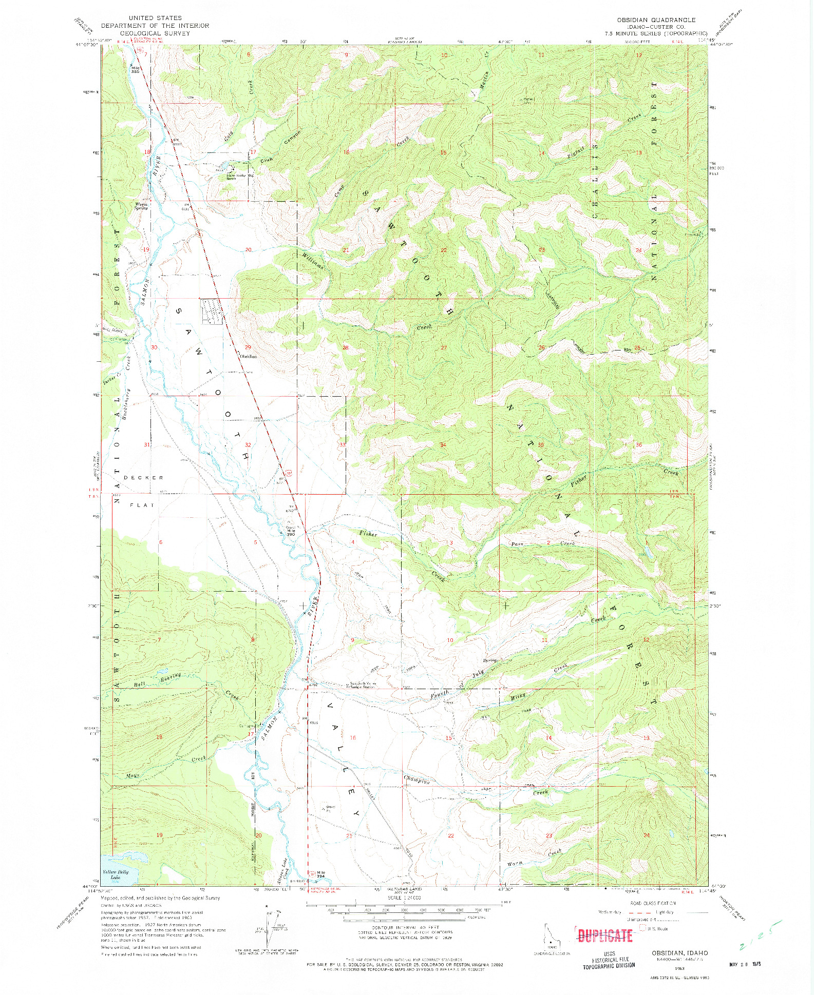 USGS 1:24000-SCALE QUADRANGLE FOR OBSIDIAN, ID 1963