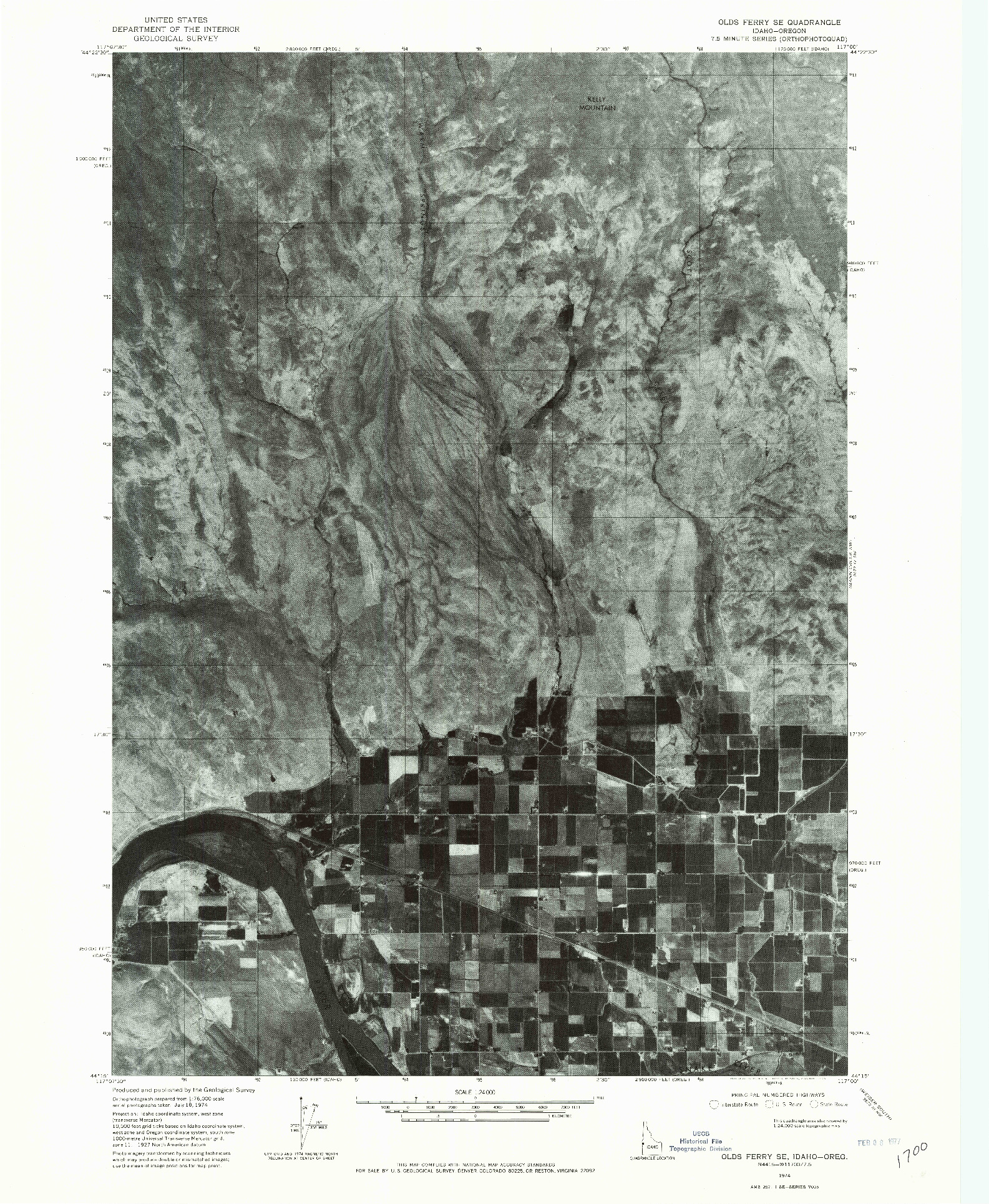 USGS 1:24000-SCALE QUADRANGLE FOR OLDS FERRY SE, ID 1974