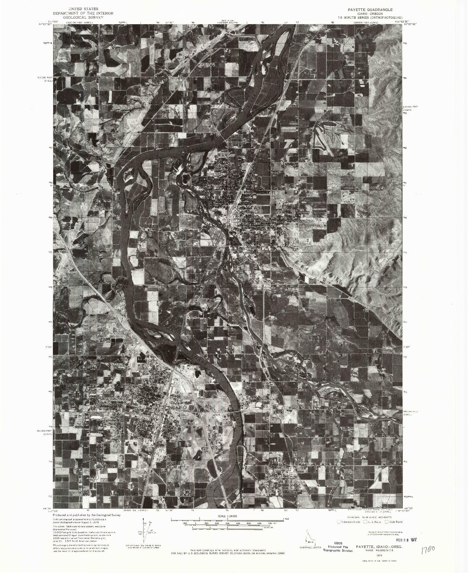 USGS 1:24000-SCALE QUADRANGLE FOR PAYETTE, ID 1974