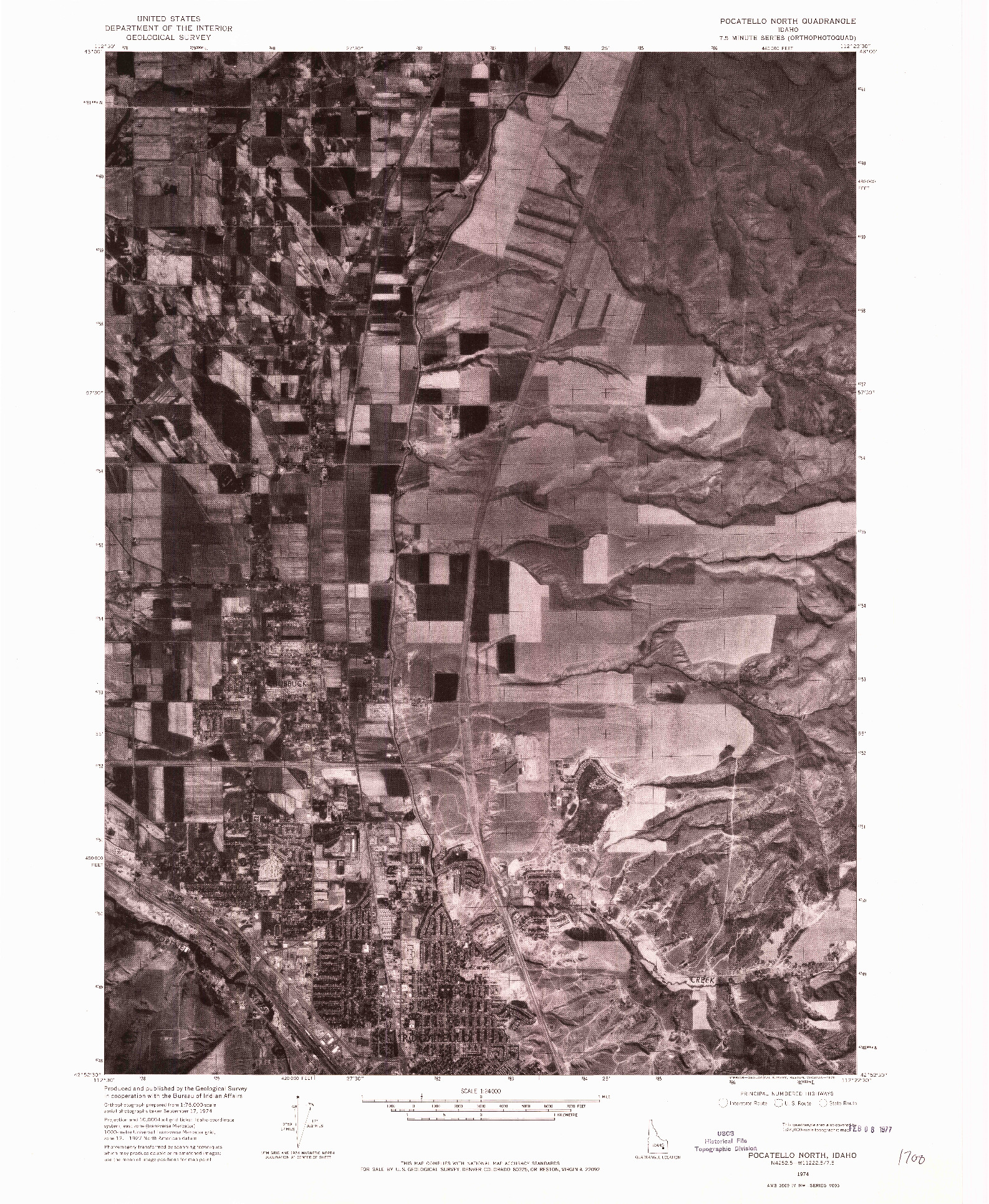 USGS 1:24000-SCALE QUADRANGLE FOR POCATELLO NORTH, ID 1974