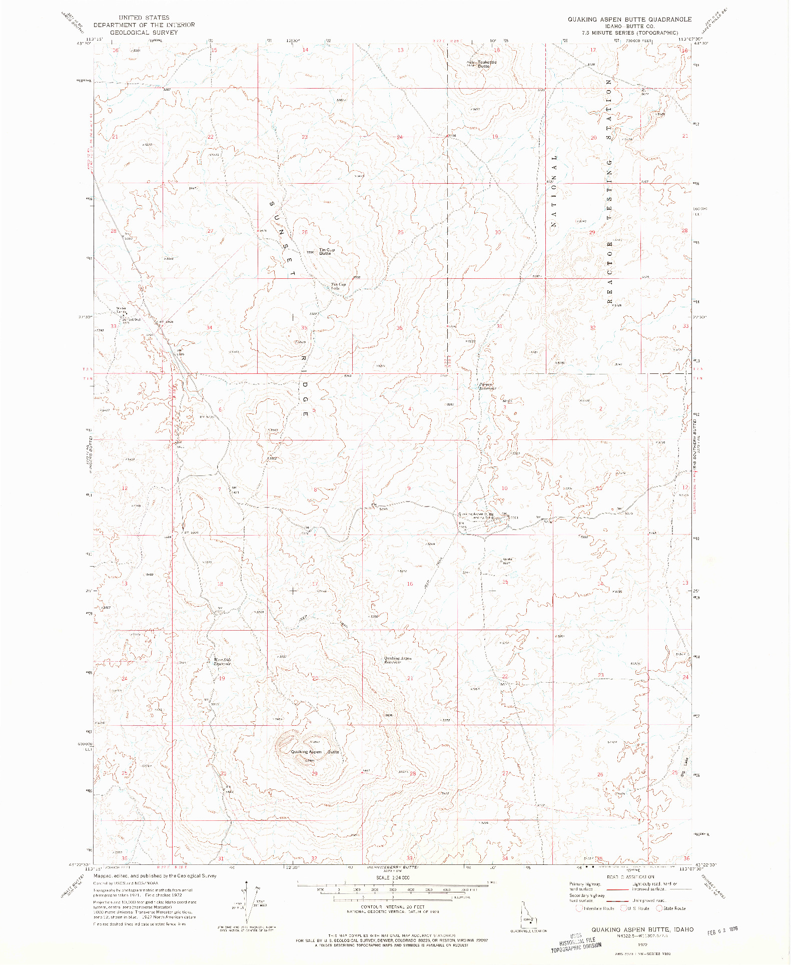USGS 1:24000-SCALE QUADRANGLE FOR QUAKING ASPEN BUTTE, ID 1972