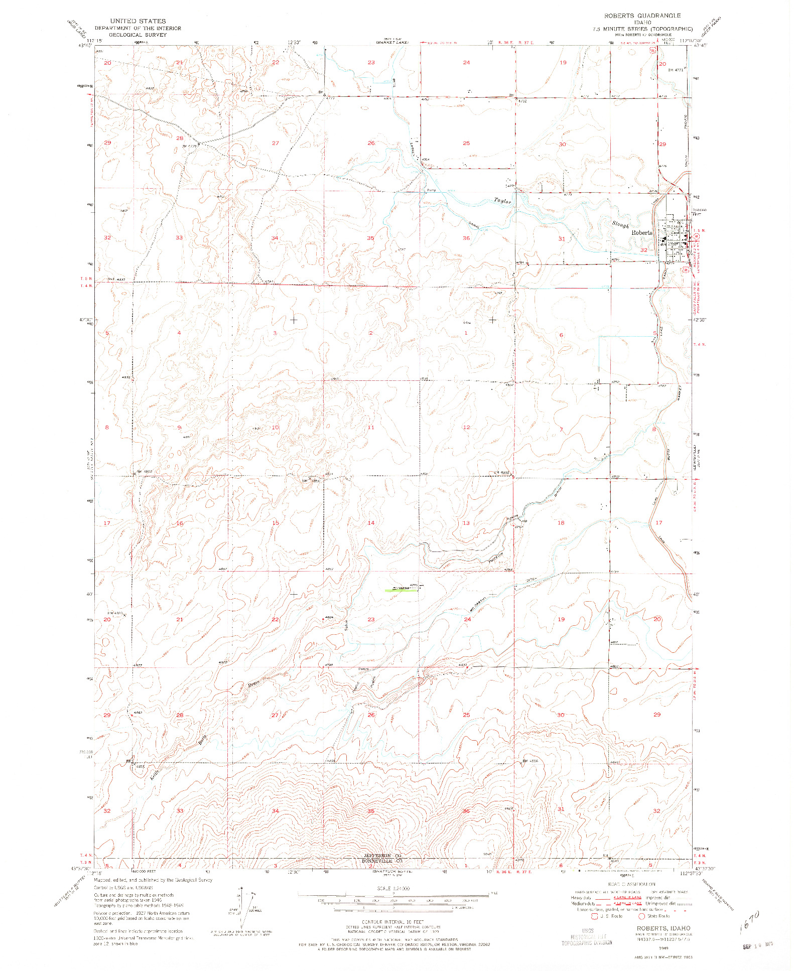 USGS 1:24000-SCALE QUADRANGLE FOR ROBERTS, ID 1949