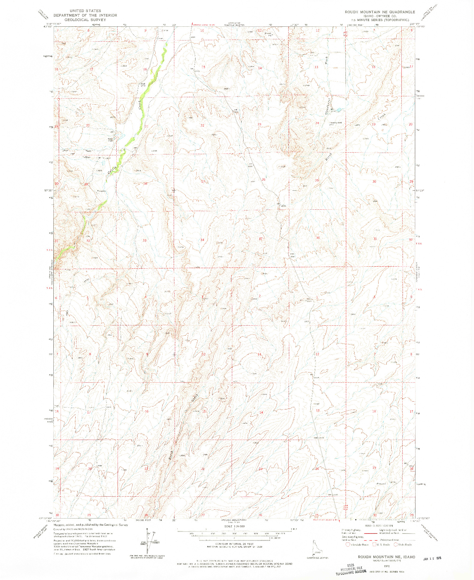 USGS 1:24000-SCALE QUADRANGLE FOR ROUGH MOUNTAIN NE, ID 1972
