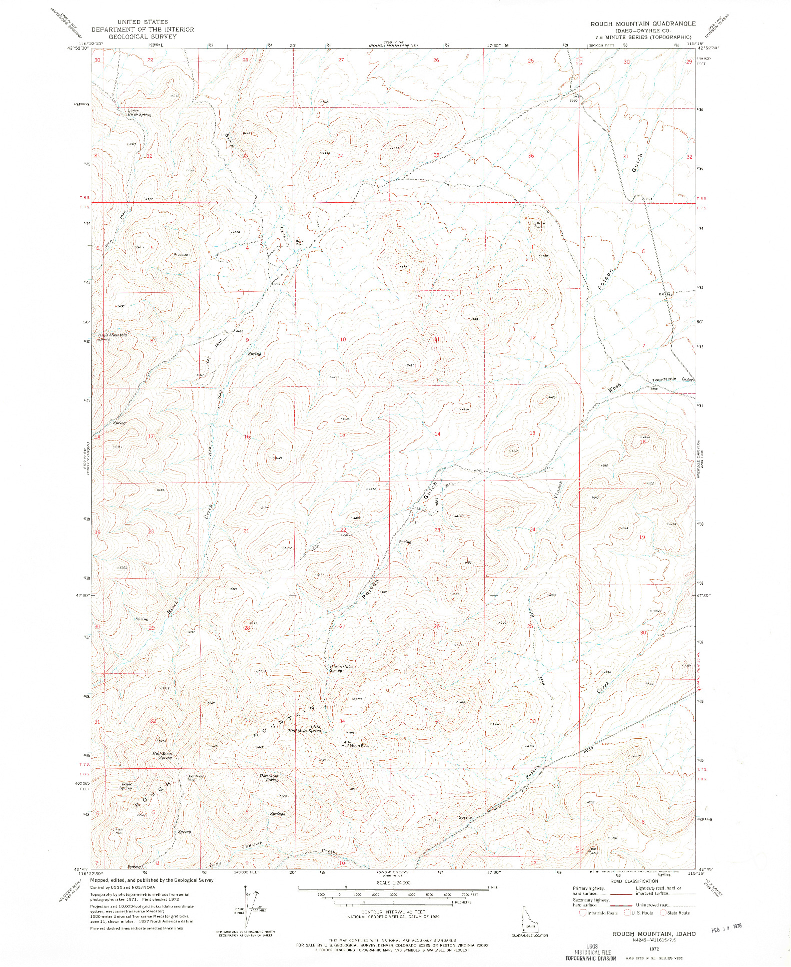 USGS 1:24000-SCALE QUADRANGLE FOR ROUGH MOUNTAIN, ID 1972