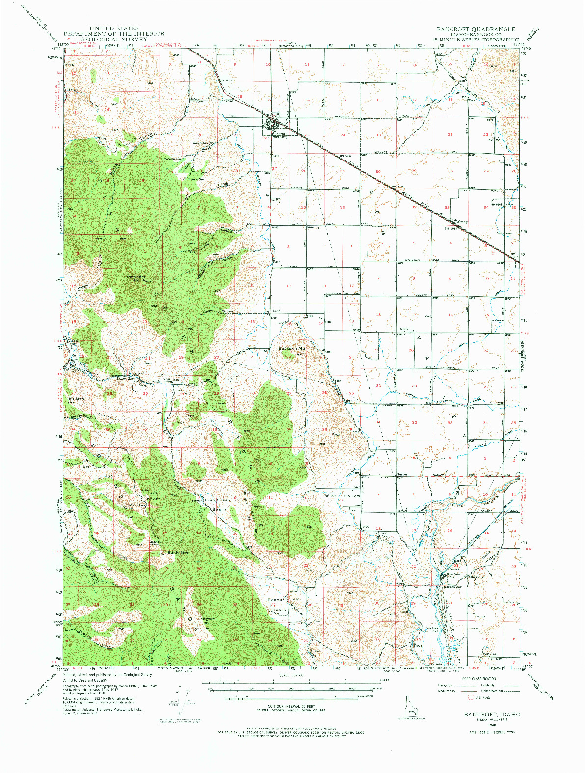 USGS 1:62500-SCALE QUADRANGLE FOR BANCROFT, ID 1948