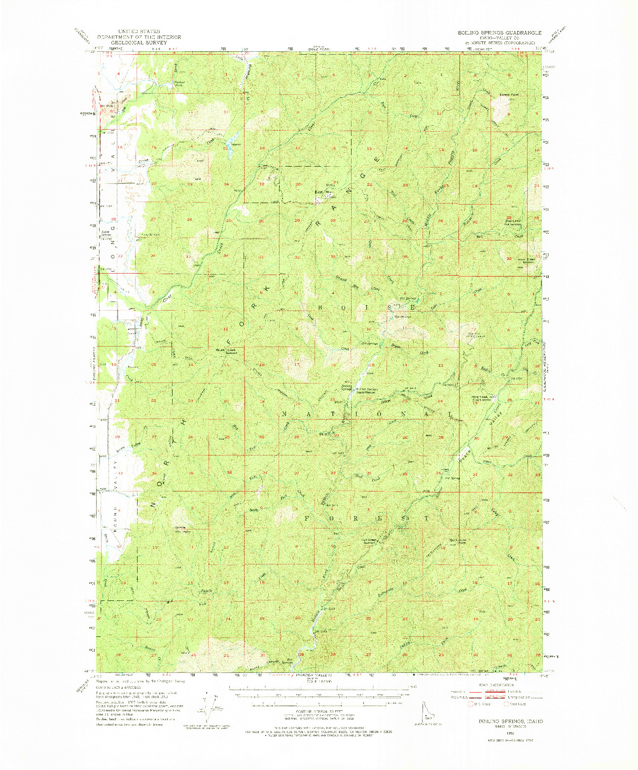 USGS 1:62500-SCALE QUADRANGLE FOR BOILING SPRINGS, ID 1953