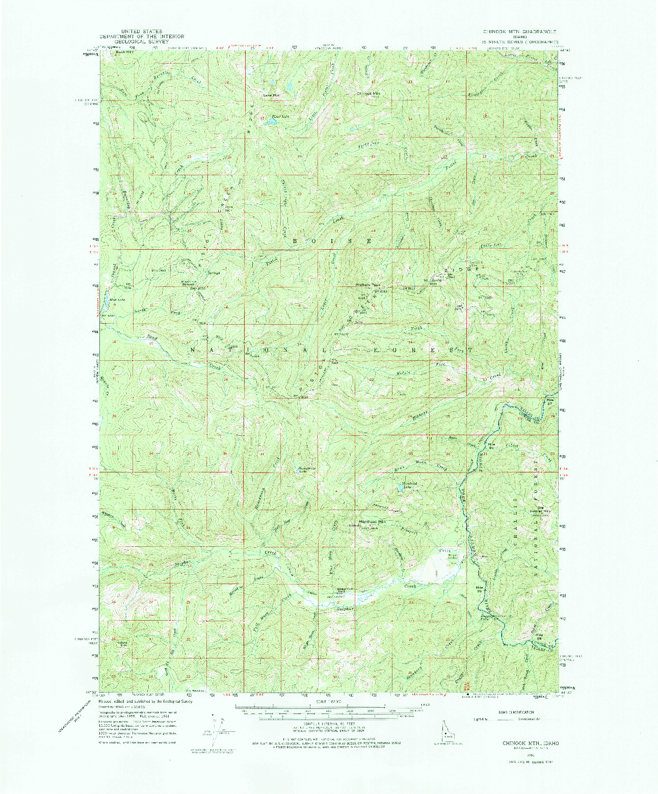 USGS 1:62500-SCALE QUADRANGLE FOR CHINOOK MTN, ID 1961