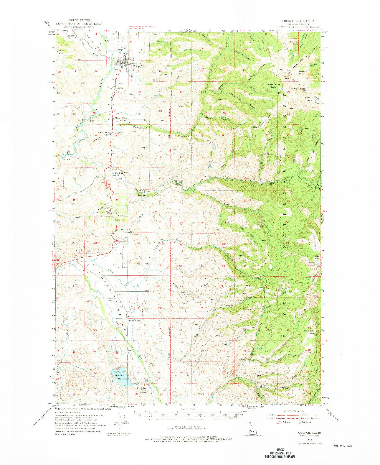 USGS 1:62500-SCALE QUADRANGLE FOR COUNCIL, ID 1954