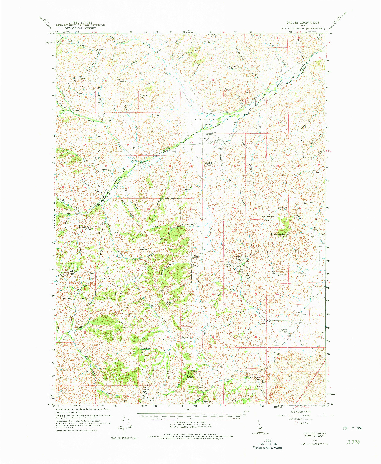 USGS 1:62500-SCALE QUADRANGLE FOR GROUSE, ID 1960