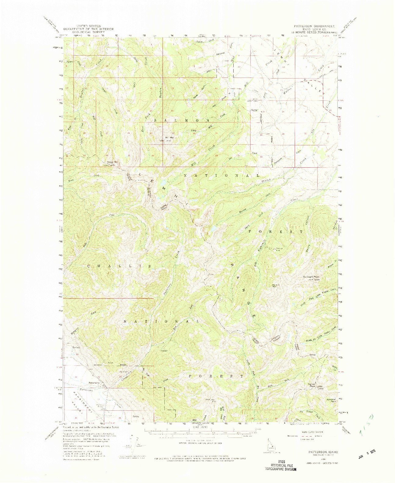 USGS 1:62500-SCALE QUADRANGLE FOR PATTERSON, ID 1956