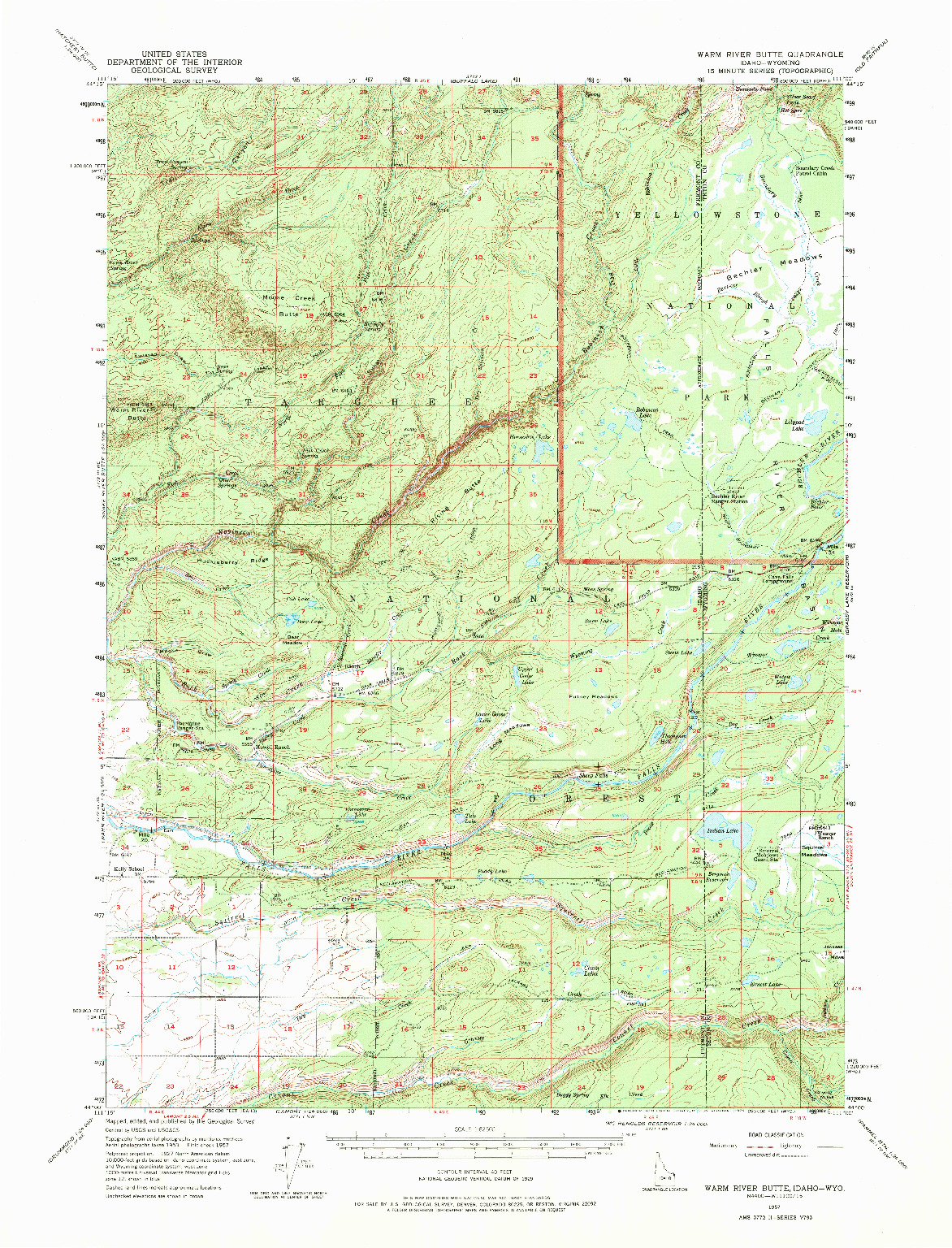 USGS 1:62500-SCALE QUADRANGLE FOR WARM RIVER BUTTE, ID 1957