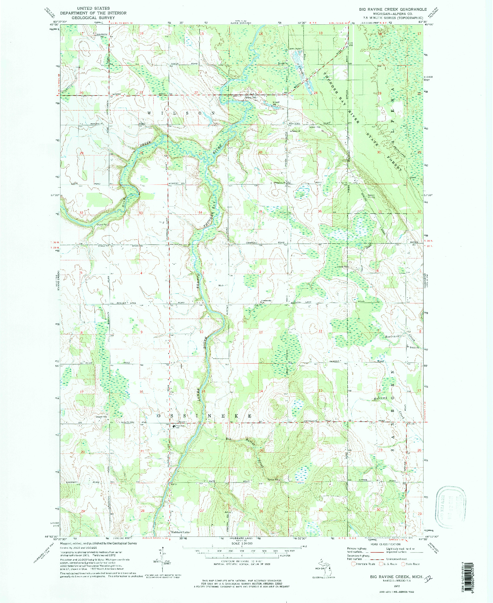 USGS 1:24000-SCALE QUADRANGLE FOR BIG RAVINE CREEK, MI 1972