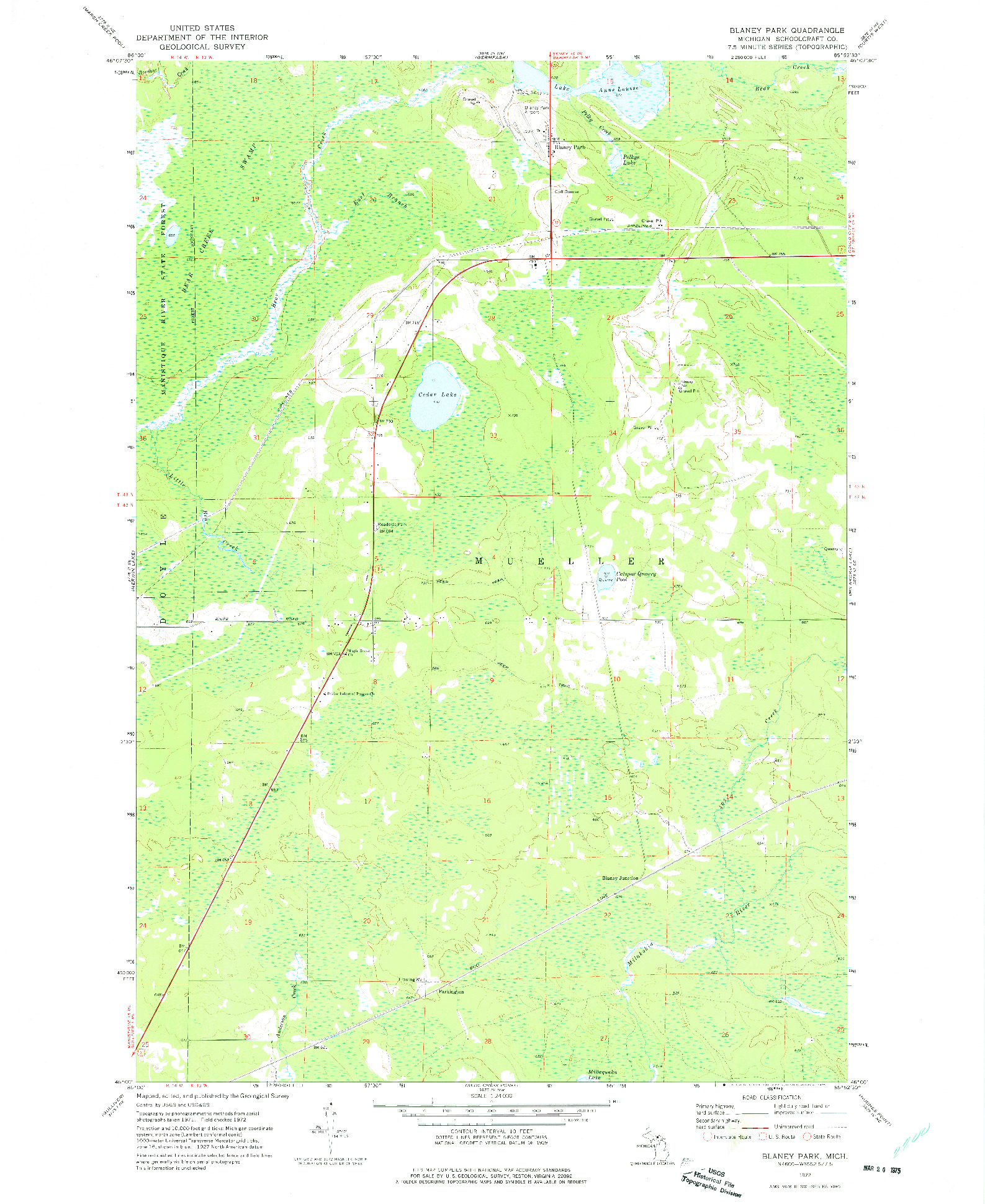 USGS 1:24000-SCALE QUADRANGLE FOR BLANEY PARK, MI 1972