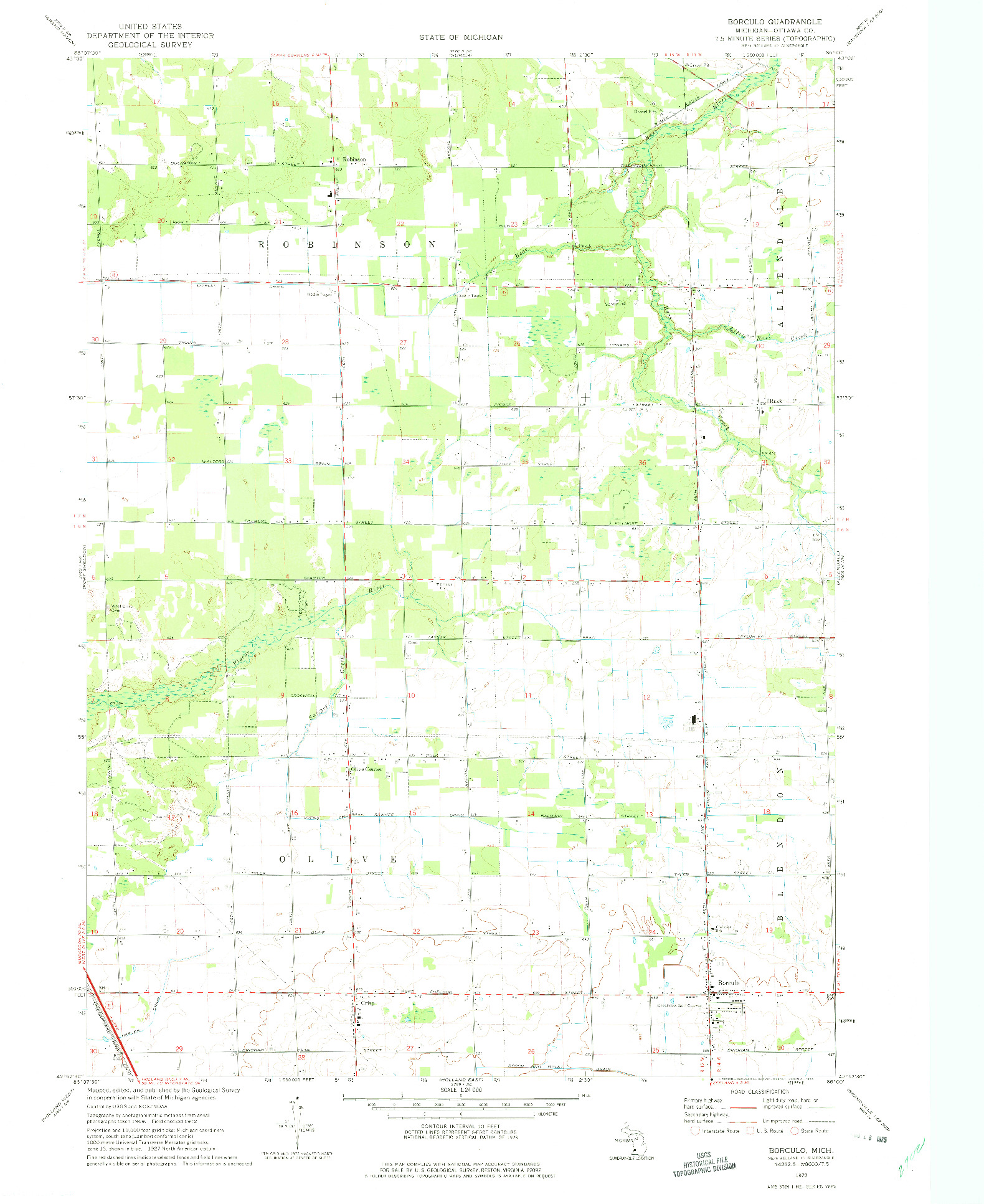 USGS 1:24000-SCALE QUADRANGLE FOR BORCULO, MI 1972