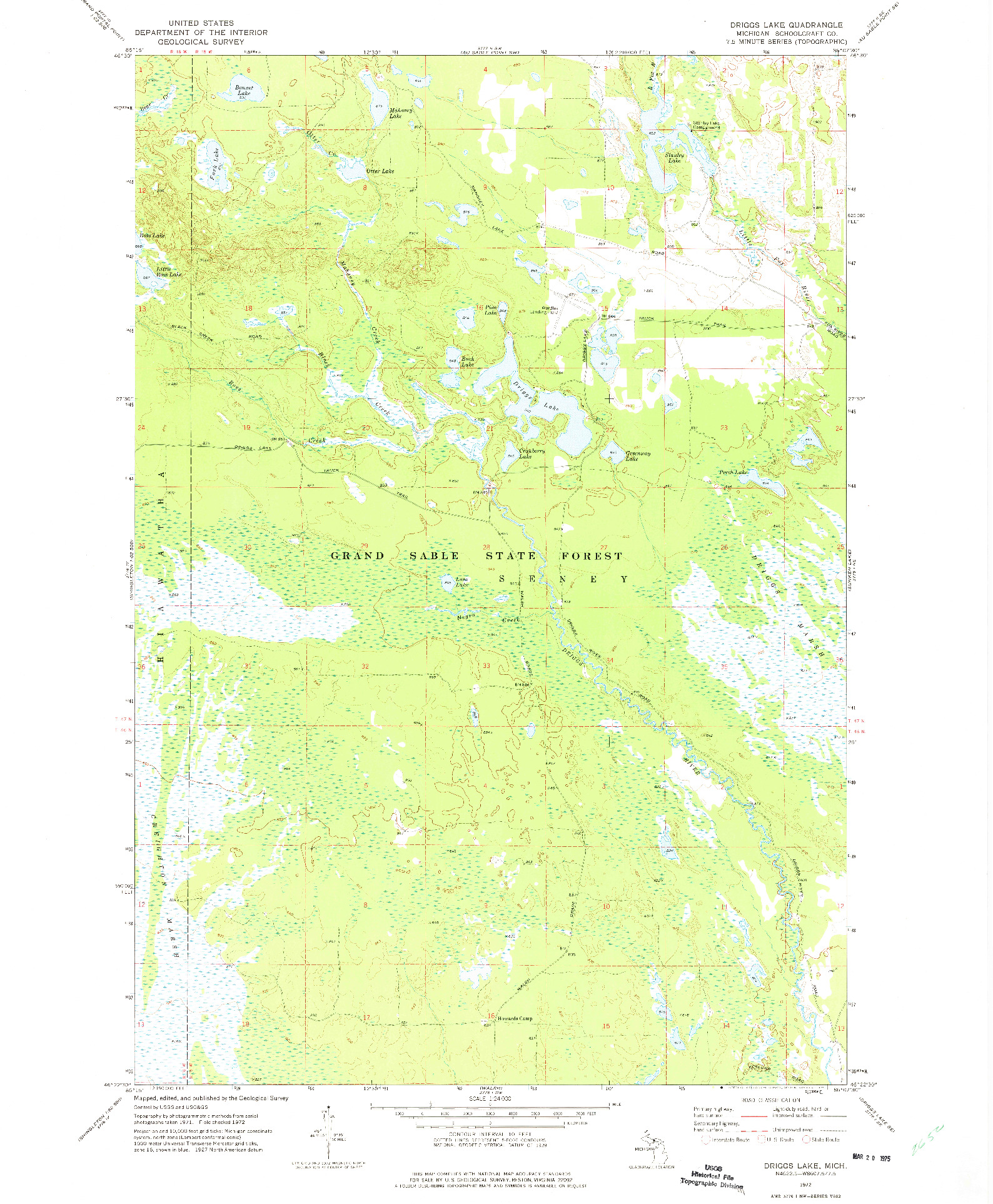 USGS 1:24000-SCALE QUADRANGLE FOR DRIGGS LAKE, MI 1972
