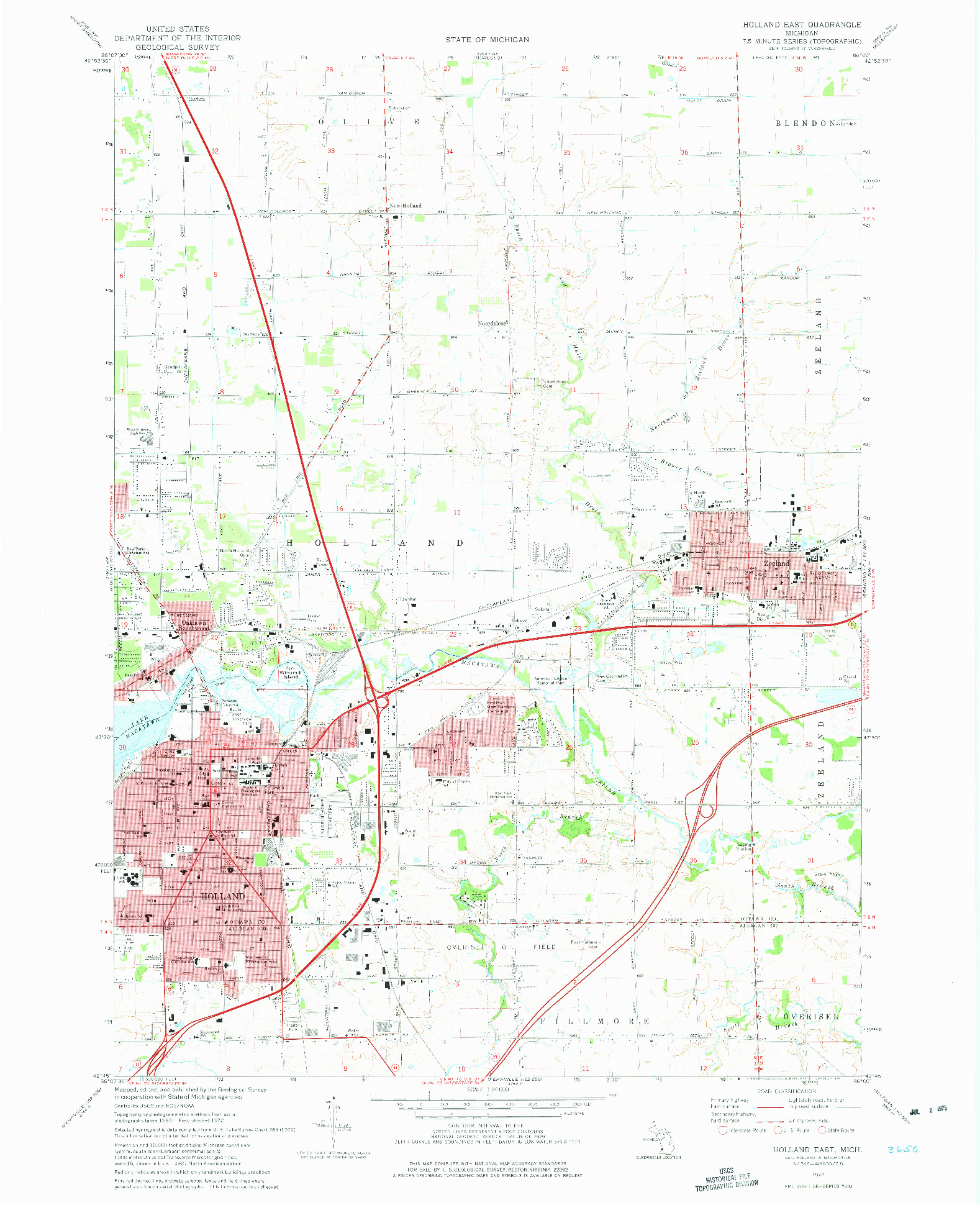 USGS 1:24000-SCALE QUADRANGLE FOR HOLLAND EAST, MI 1972