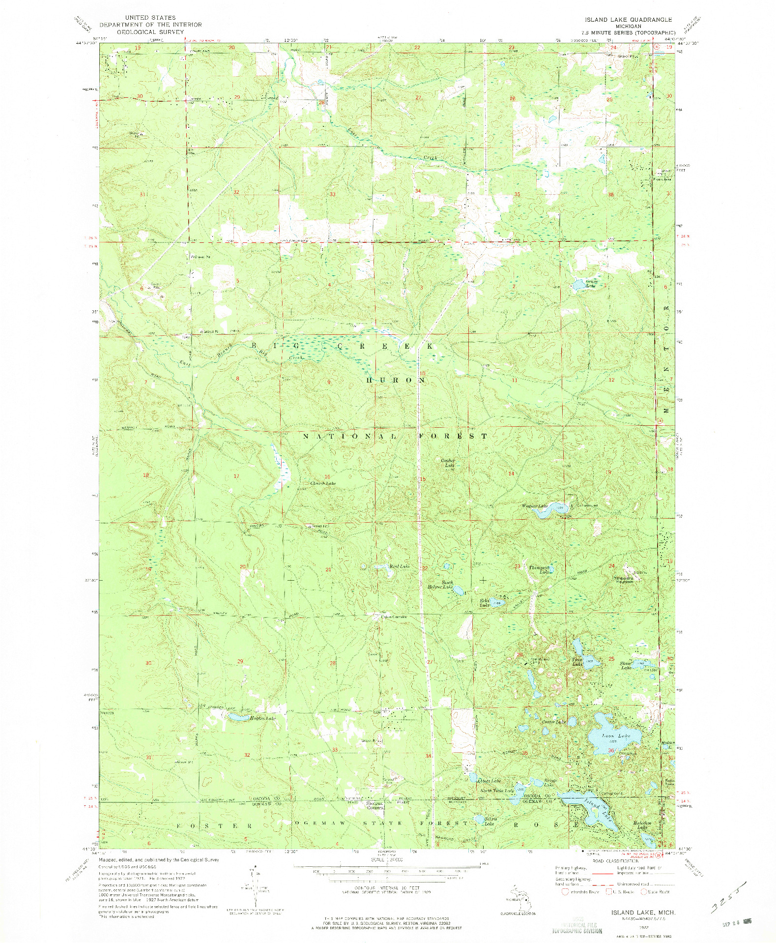 USGS 1:24000-SCALE QUADRANGLE FOR ISLAND LAKE, MI 1972