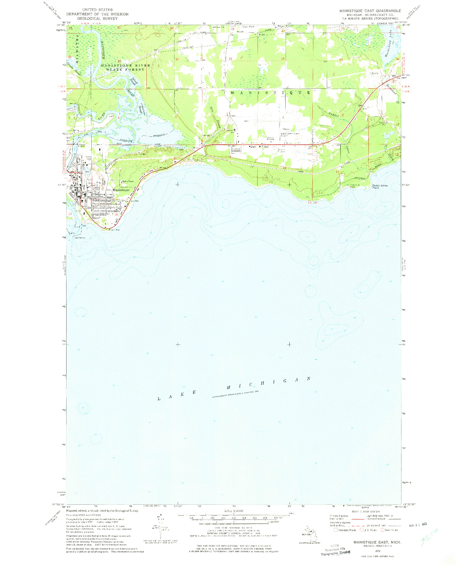 USGS 1:24000-SCALE QUADRANGLE FOR MANISTIQUE EAST, MI 1972