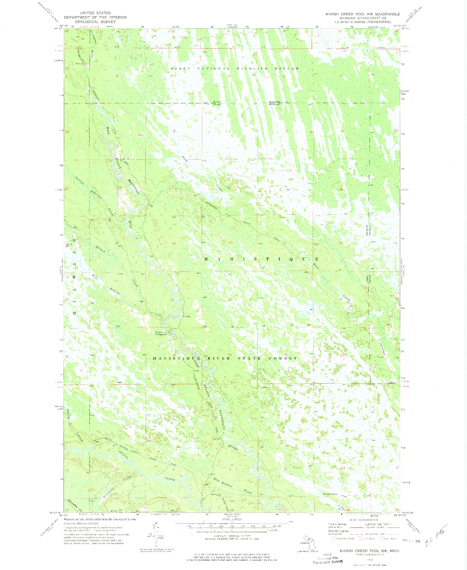 USGS 1:24000-SCALE QUADRANGLE FOR MARSH CREEK POOL  NW, MI 1972
