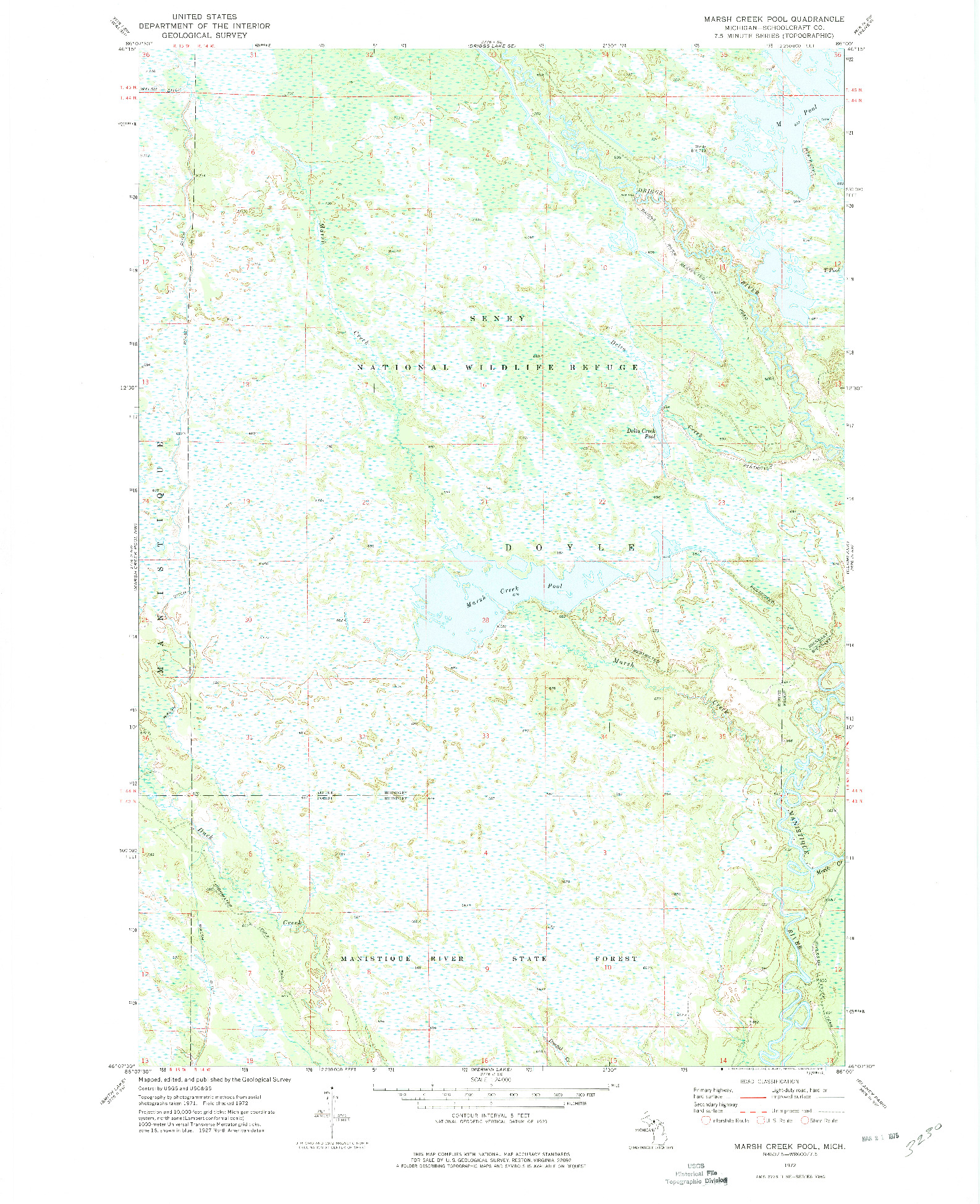 USGS 1:24000-SCALE QUADRANGLE FOR MARSH CREEK POOL, MI 1972