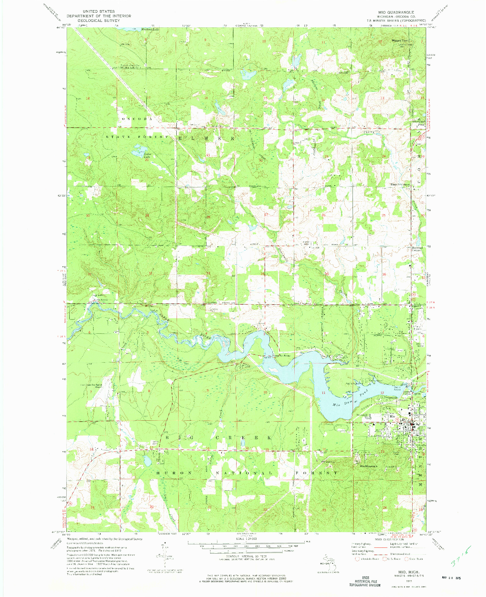 USGS 1:24000-SCALE QUADRANGLE FOR MIO, MI 1972