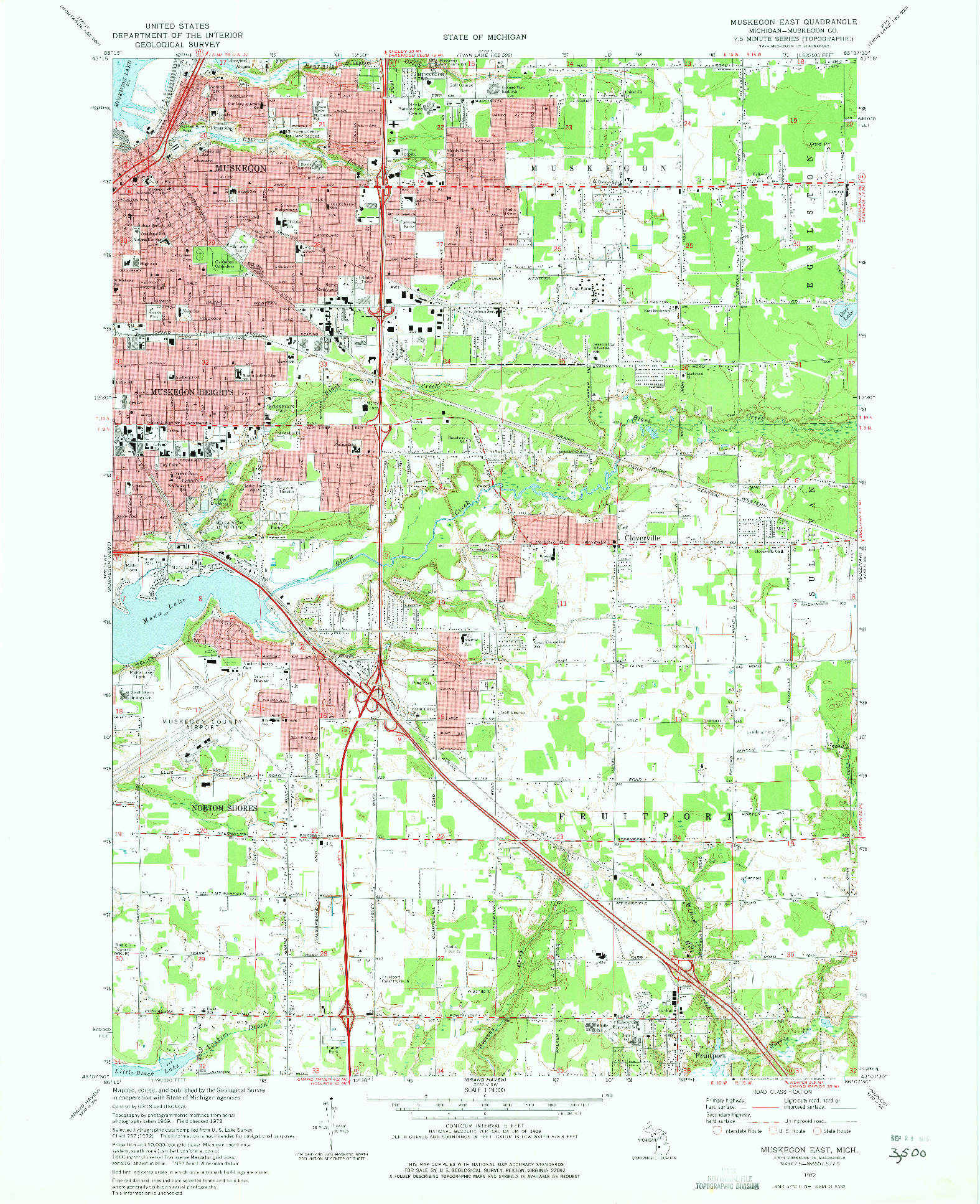 USGS 1:24000-SCALE QUADRANGLE FOR MUSKEGON EAST, MI 1972