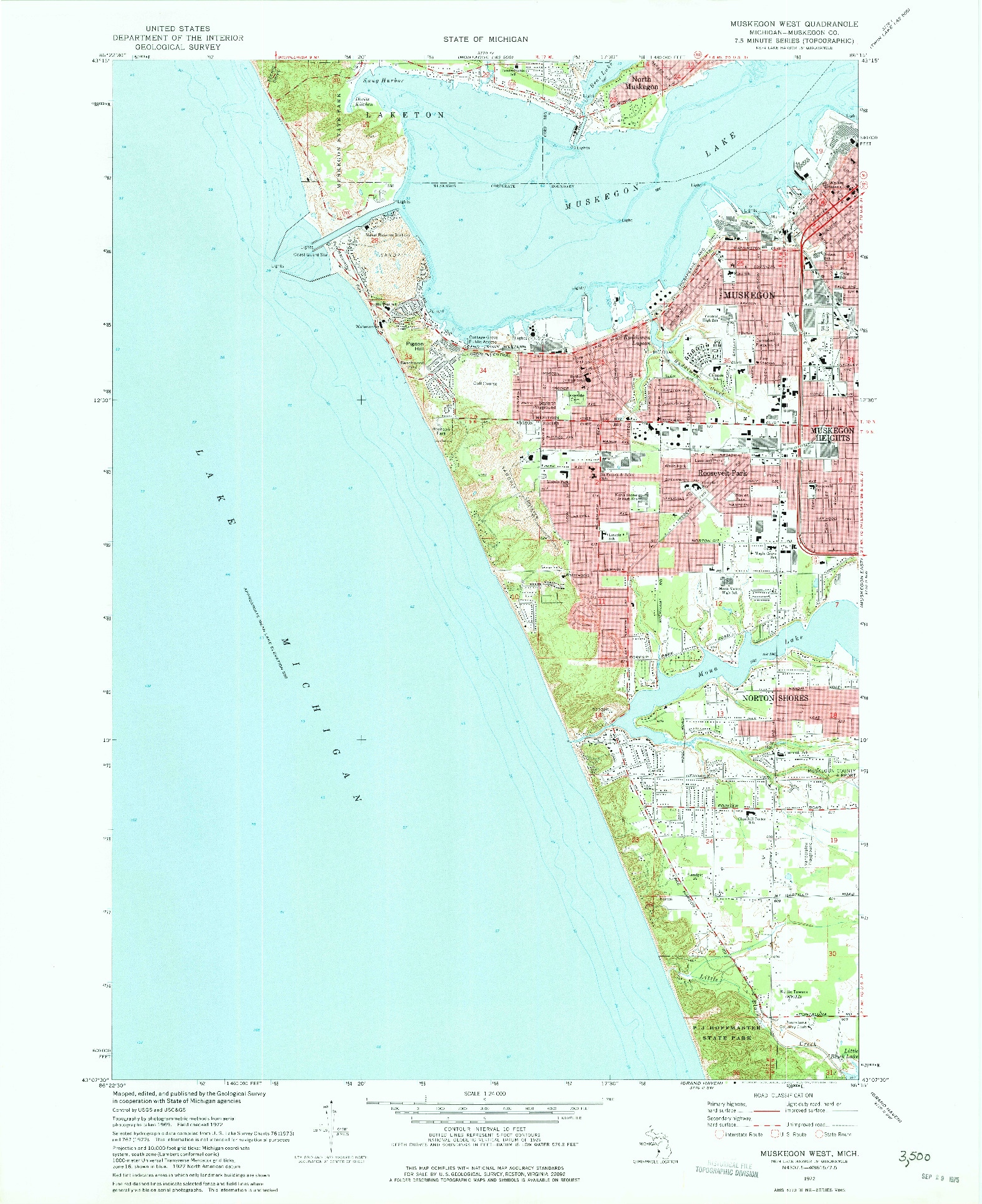 USGS 1:24000-SCALE QUADRANGLE FOR MUSKEGON WEST, MI 1972