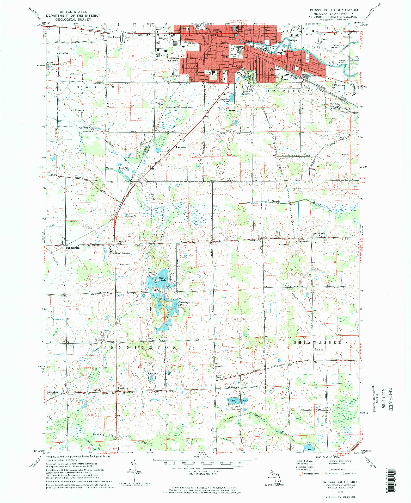 USGS 1:24000-SCALE QUADRANGLE FOR OWOSSO SOUTH, MI 1972