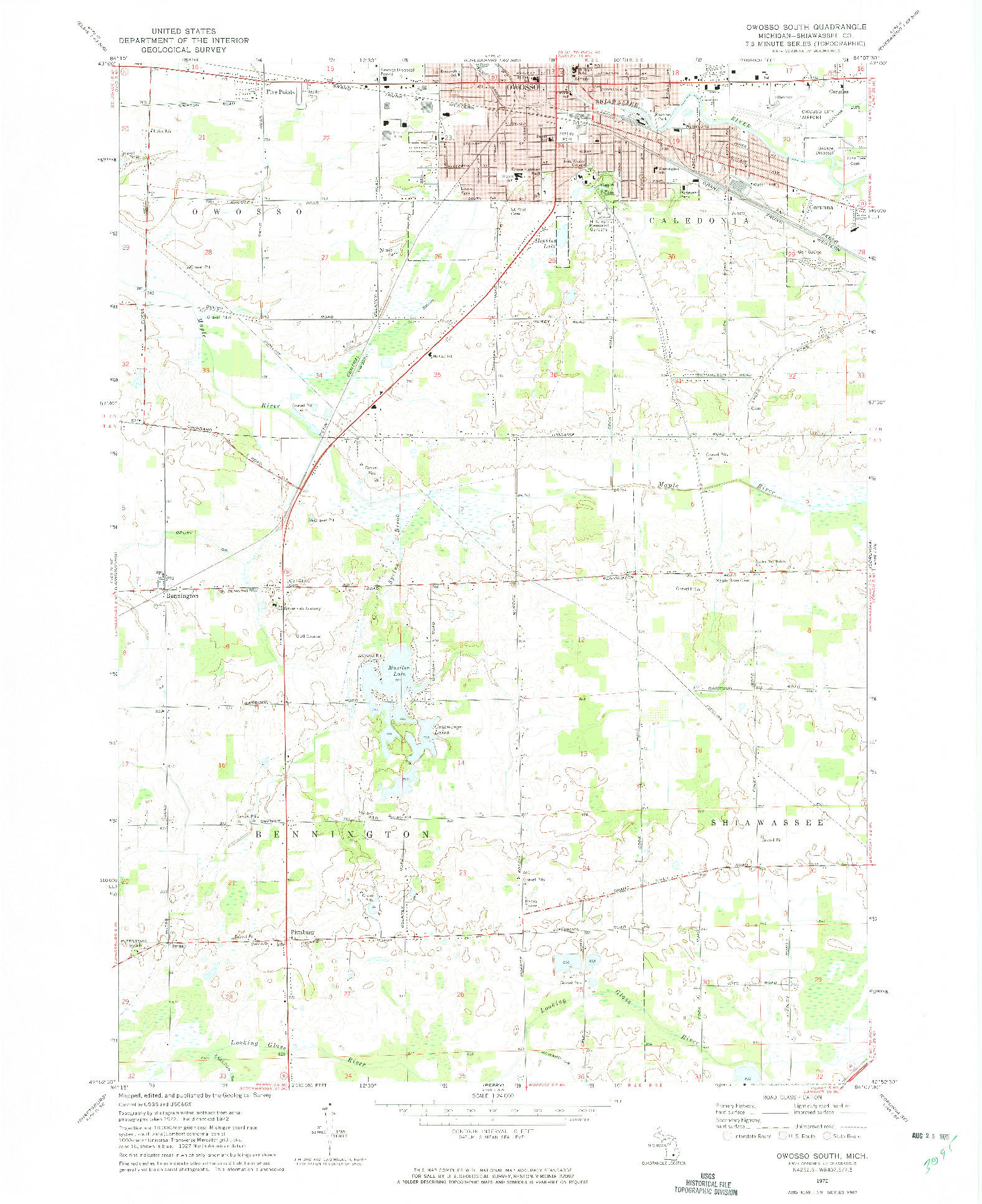 USGS 1:24000-SCALE QUADRANGLE FOR OWOSSO SOUTH, MI 1972