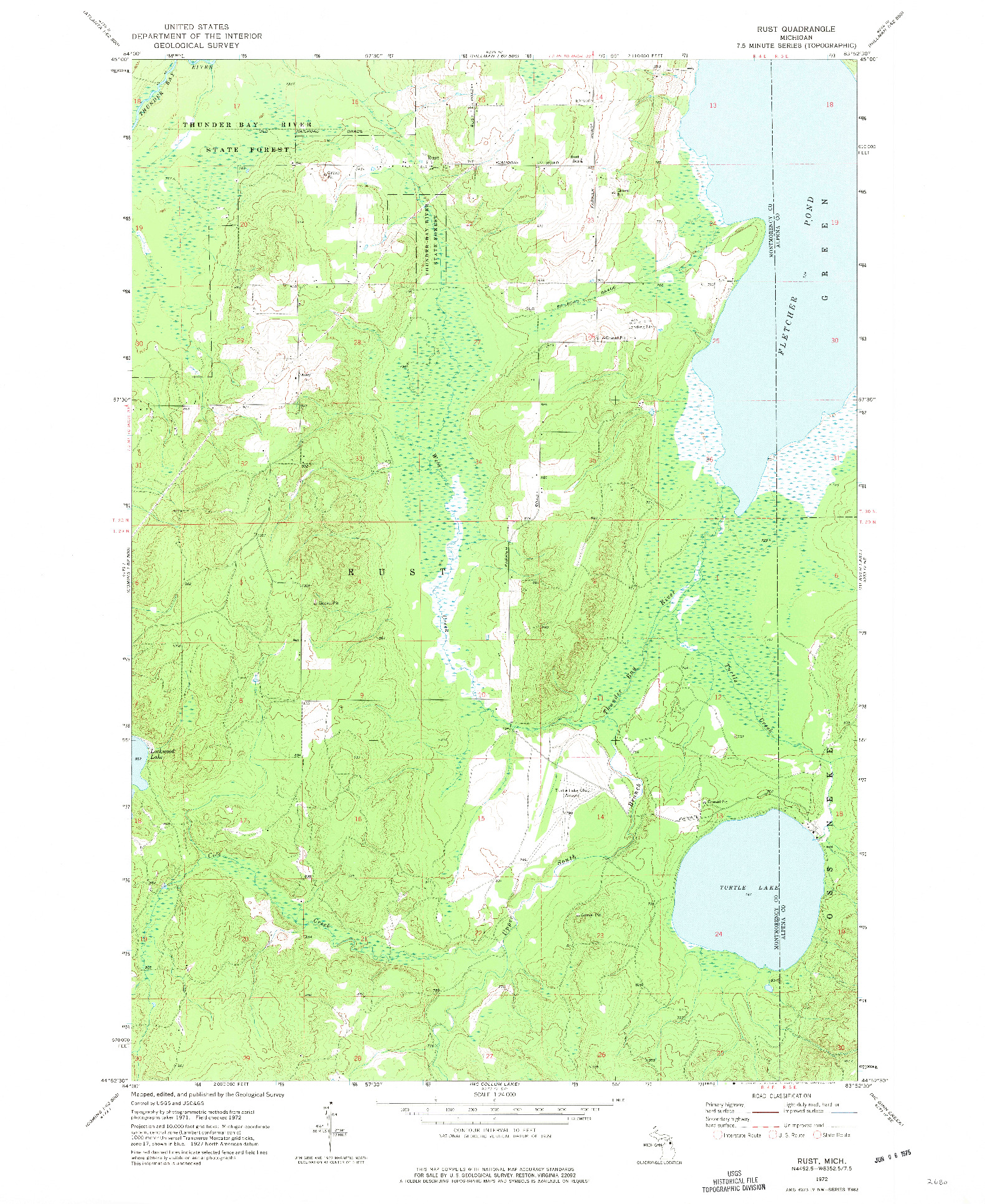 USGS 1:24000-SCALE QUADRANGLE FOR RUST, MI 1972