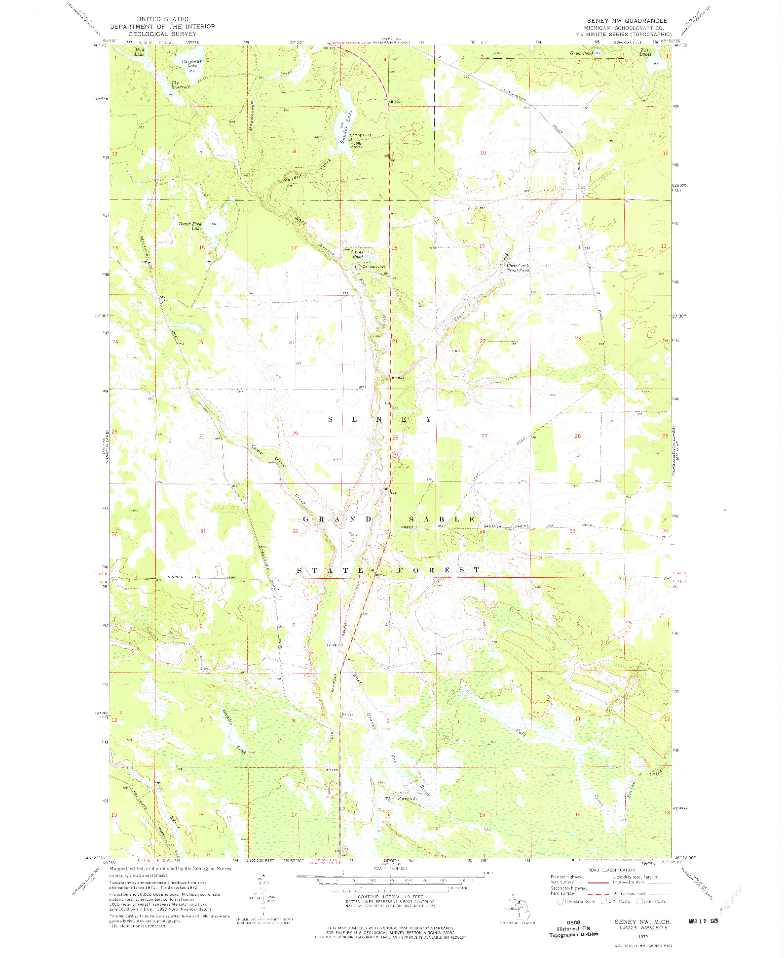 USGS 1:24000-SCALE QUADRANGLE FOR SENEY NW, MI 1972