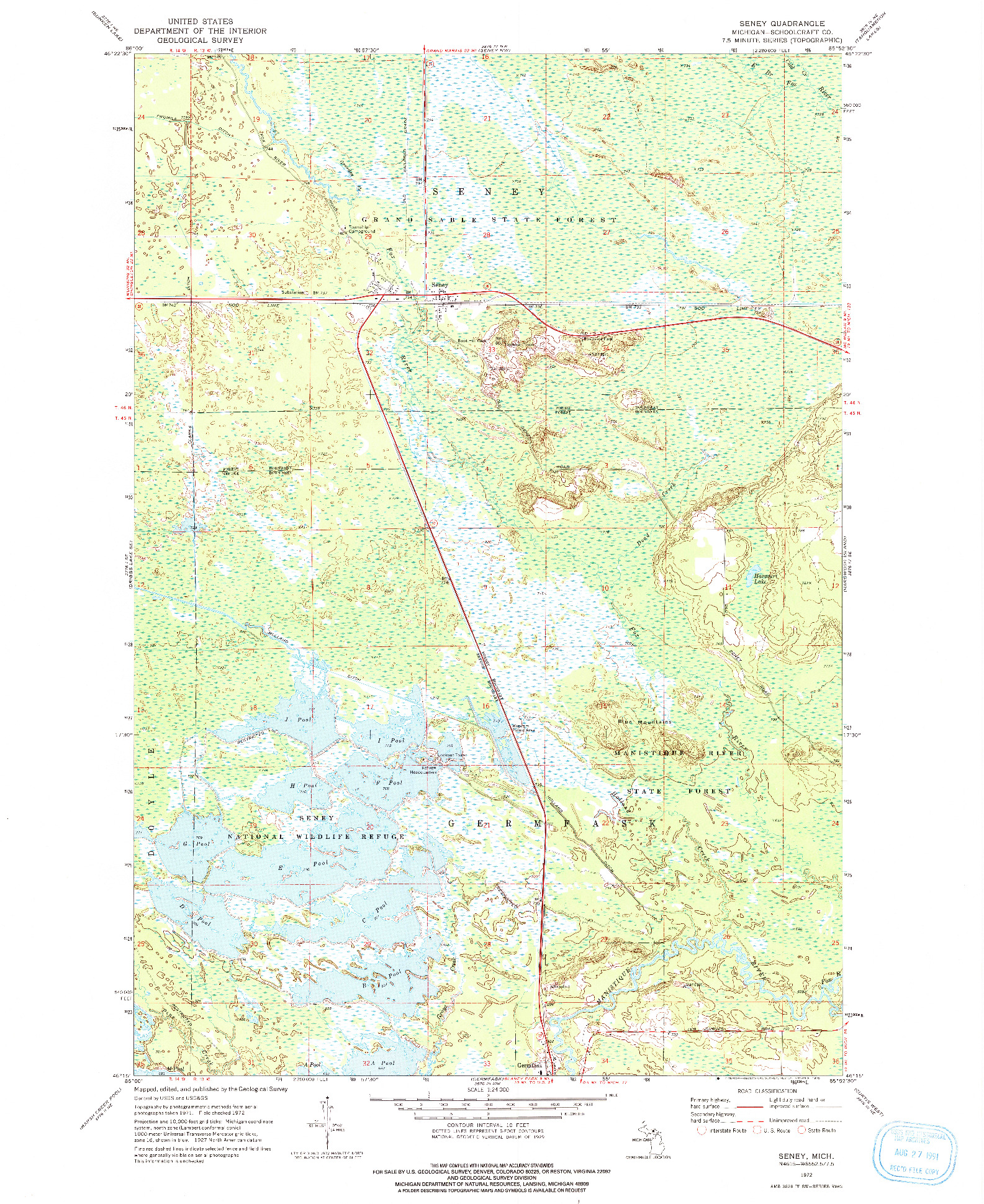 USGS 1:24000-SCALE QUADRANGLE FOR SENEY, MI 1972