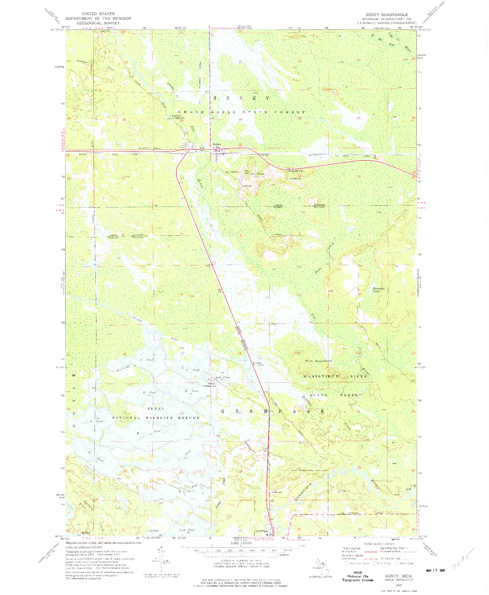 USGS 1:24000-SCALE QUADRANGLE FOR SENEY, MI 1972