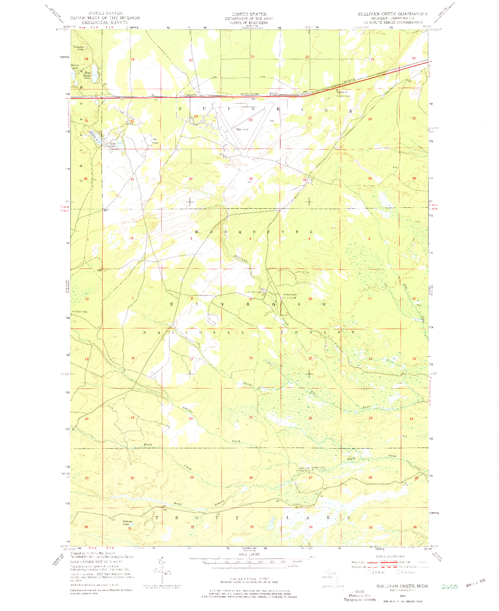 USGS 1:24000-SCALE QUADRANGLE FOR SULLIVAN CREEK, MI 1951