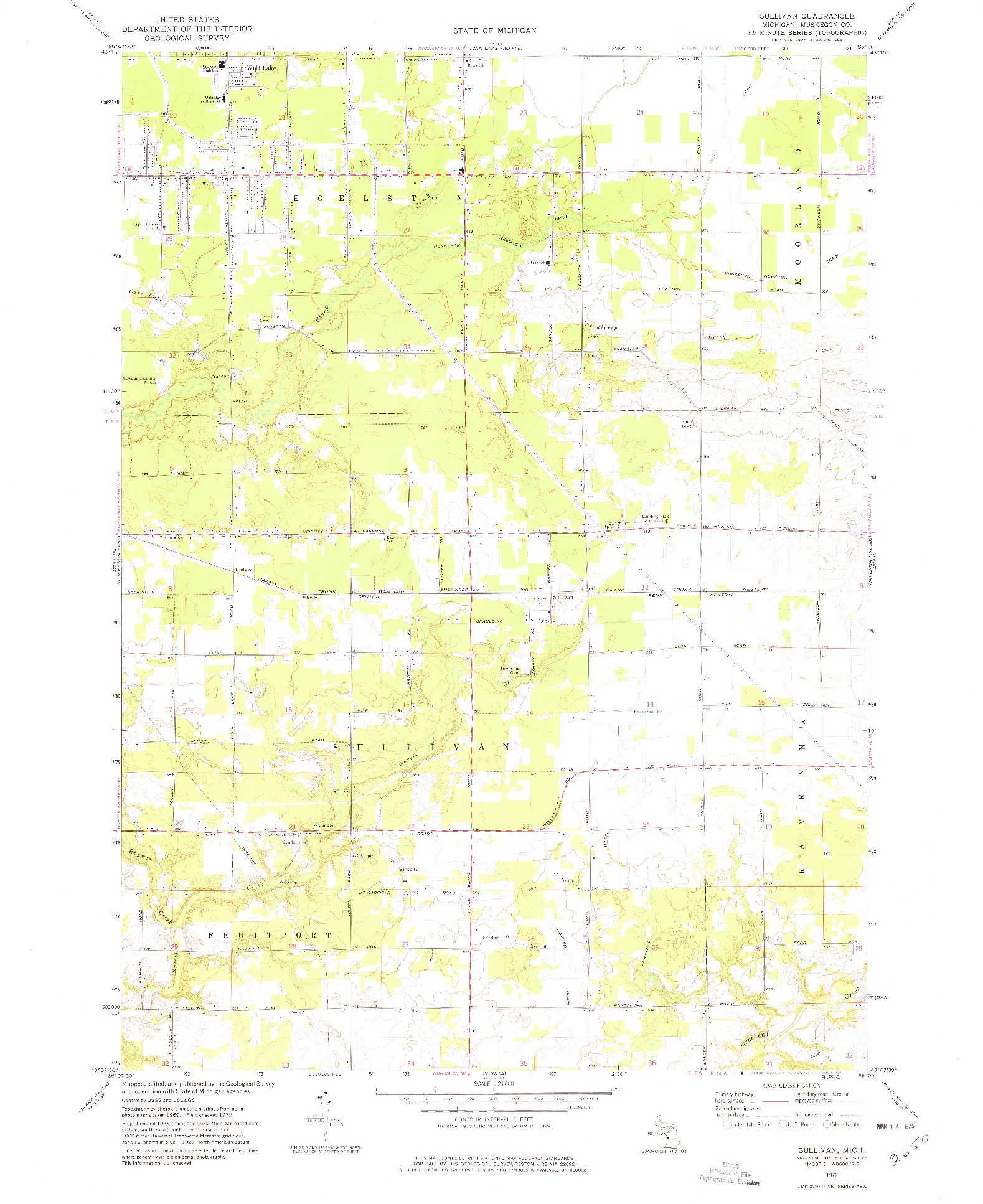 USGS 1:24000-SCALE QUADRANGLE FOR SULLIVAN, MI 1972